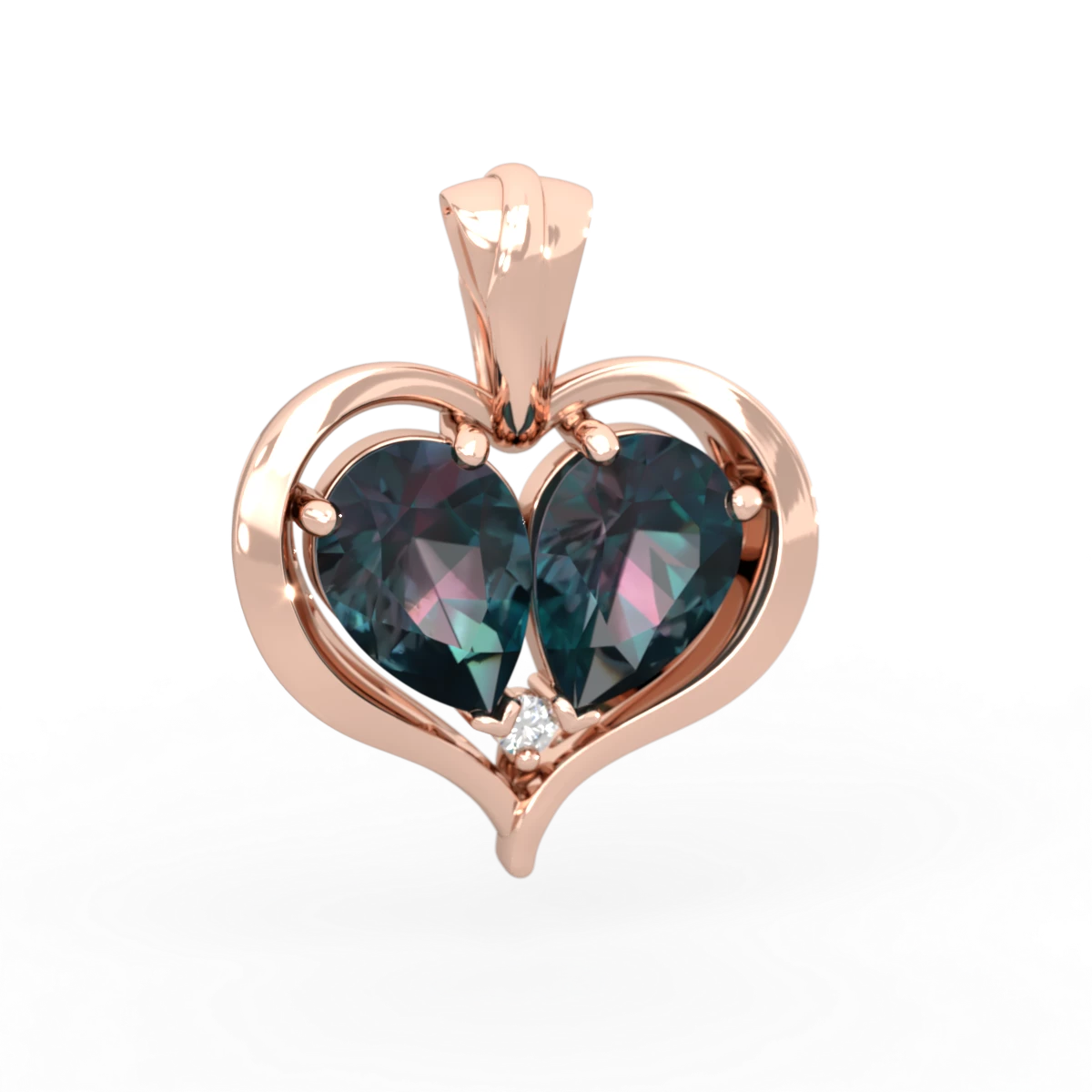 Alexandrite Two Become One 14K Rose Gold pendant P5330