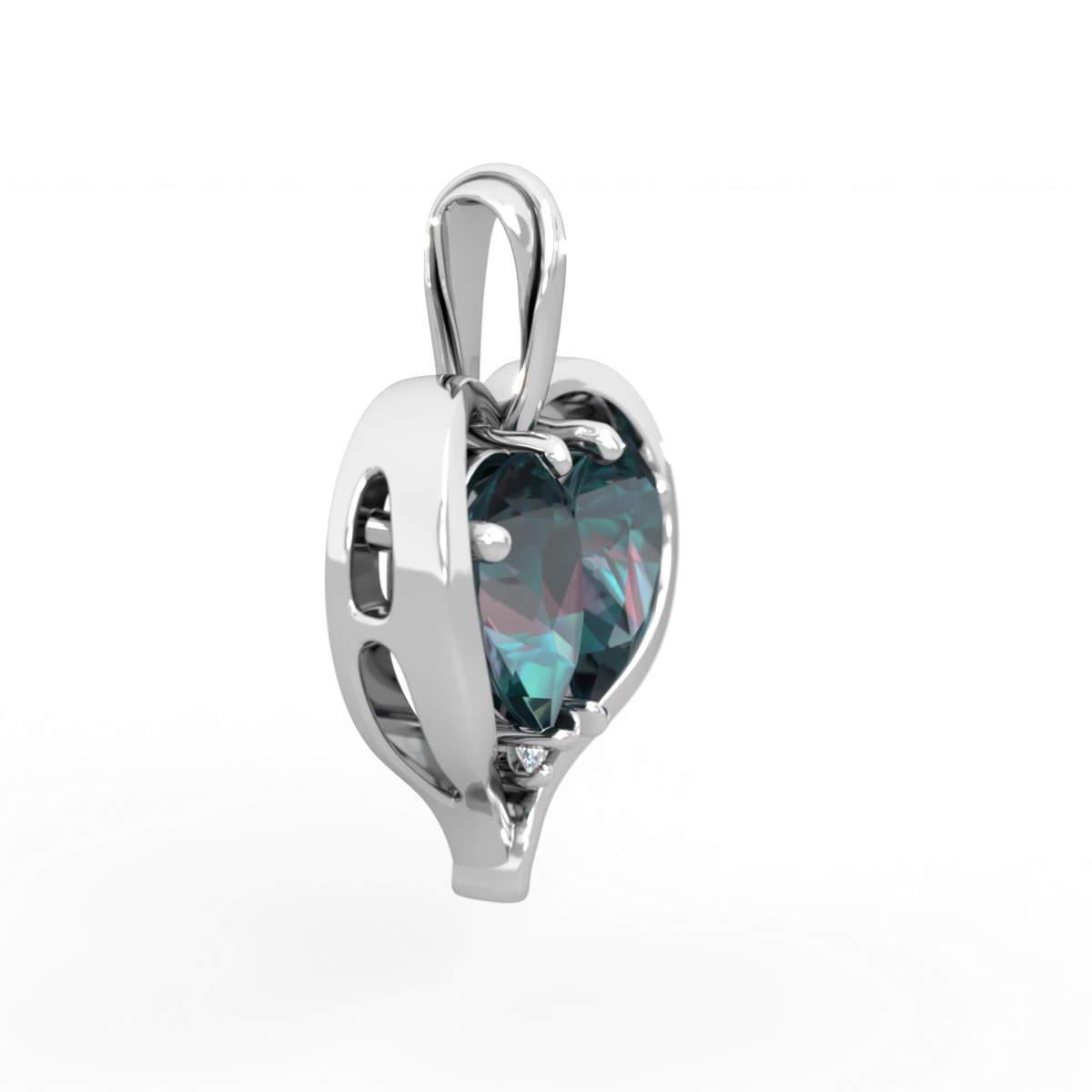 Alexandrite Two Become One 14K White Gold pendant P5330