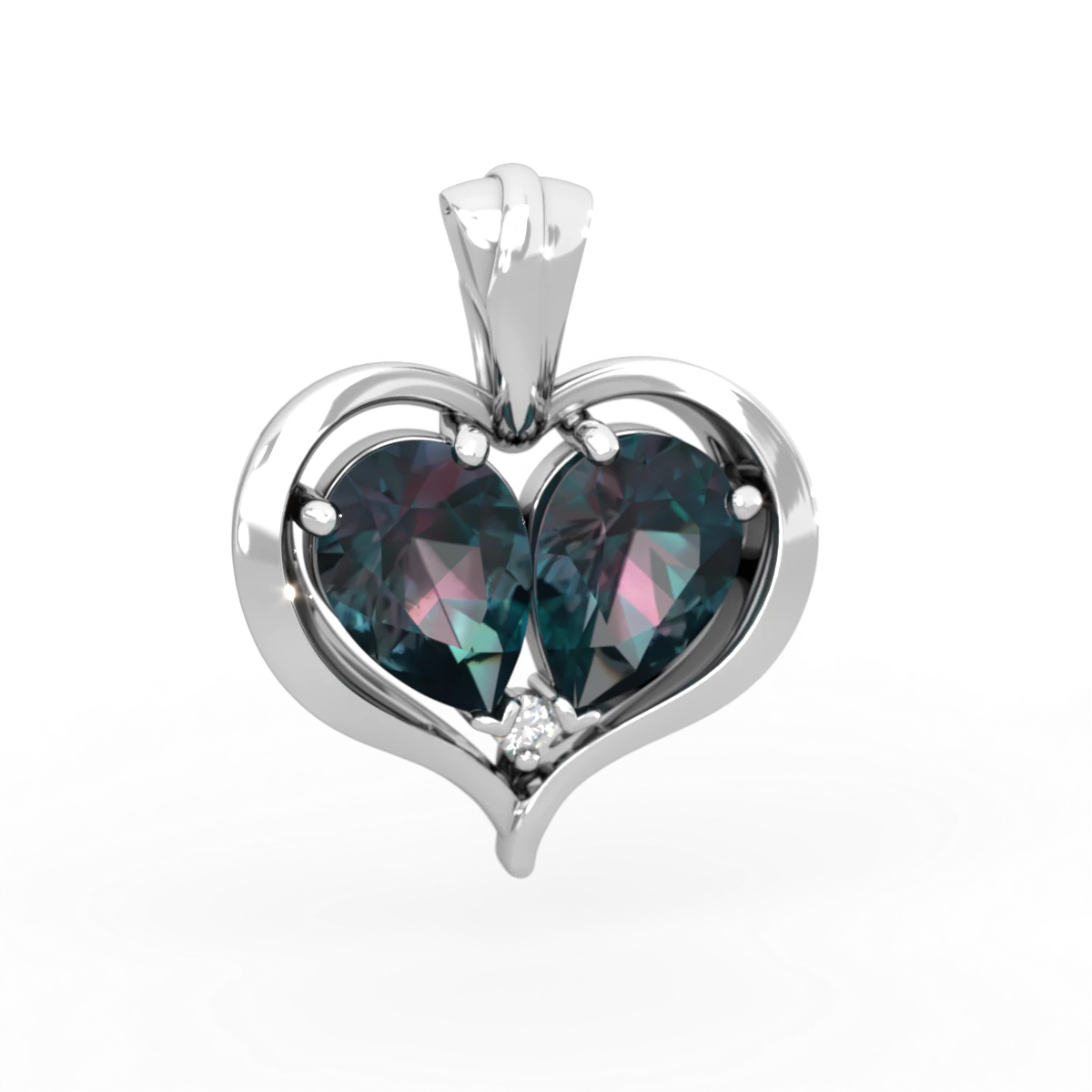 Alexandrite Two Become One 14K White Gold pendant P5330