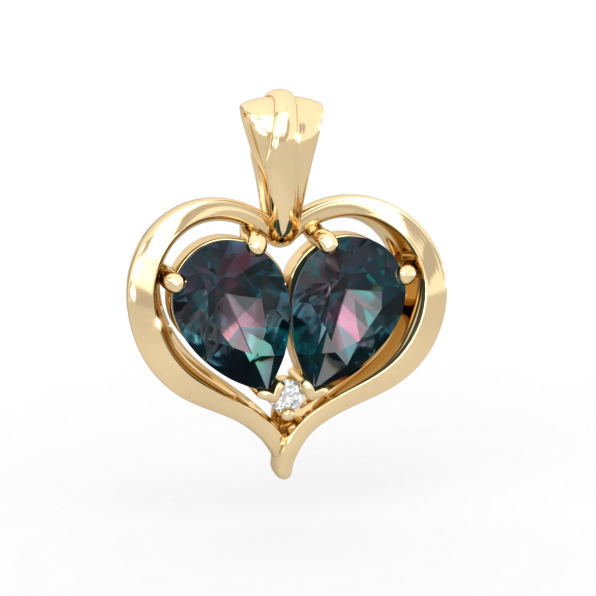 Alexandrite Two Become One 14K Yellow Gold pendant P5330