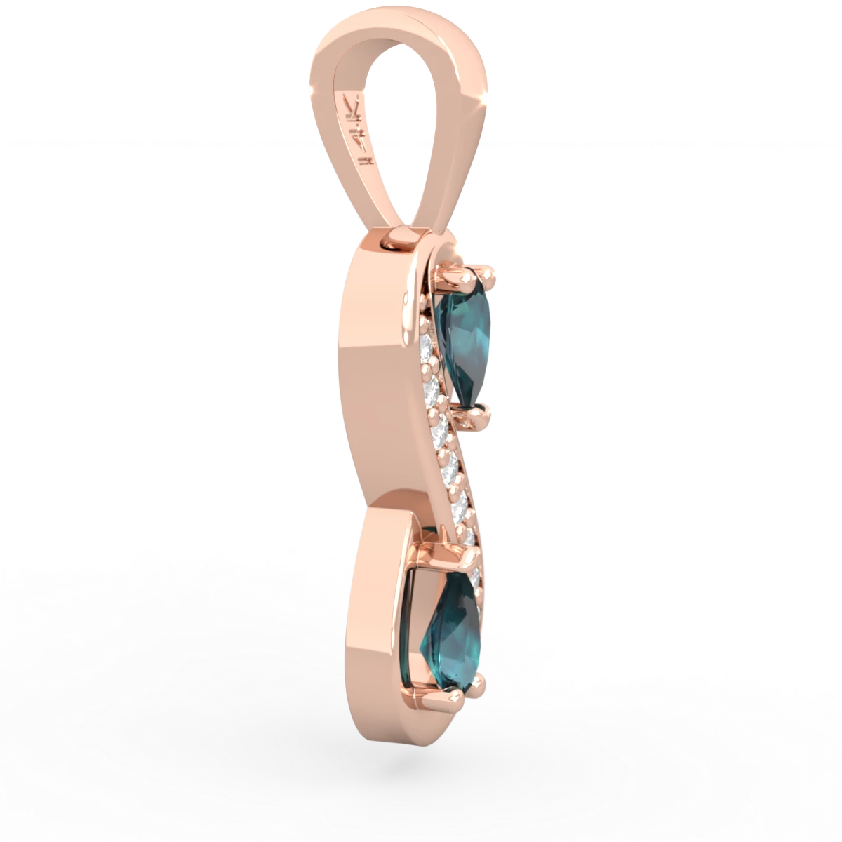 Alexandrite Diamond Infinity 14K Rose Gold pendant P5390