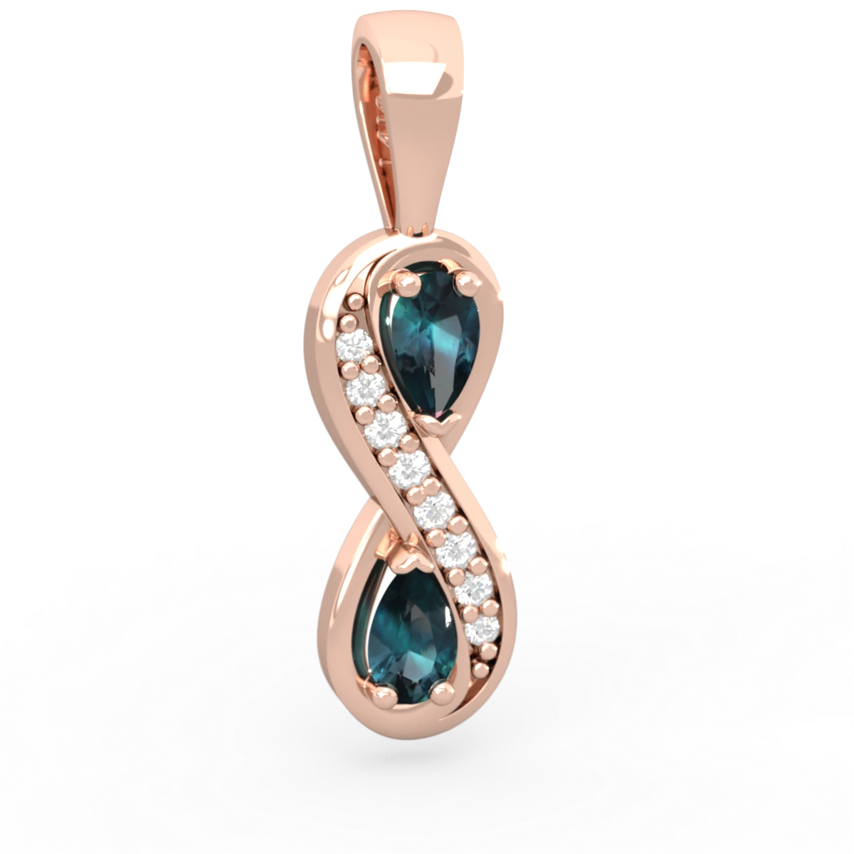 Alexandrite Diamond Infinity 14K Rose Gold pendant P5390