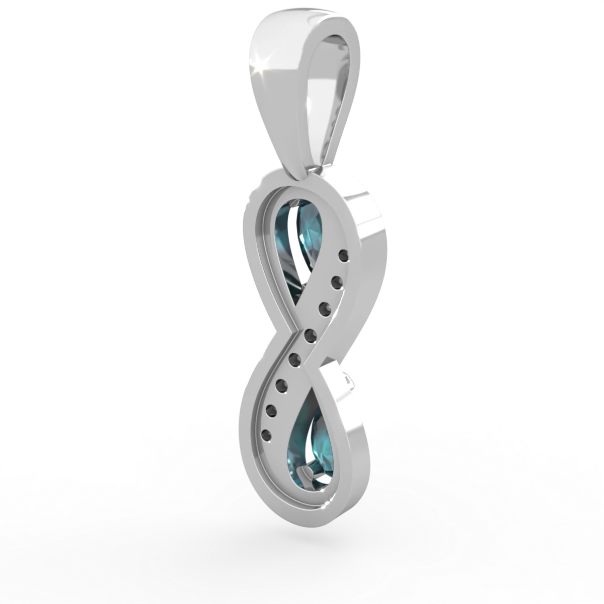 Alexandrite Diamond Infinity 14K White Gold pendant P5390
