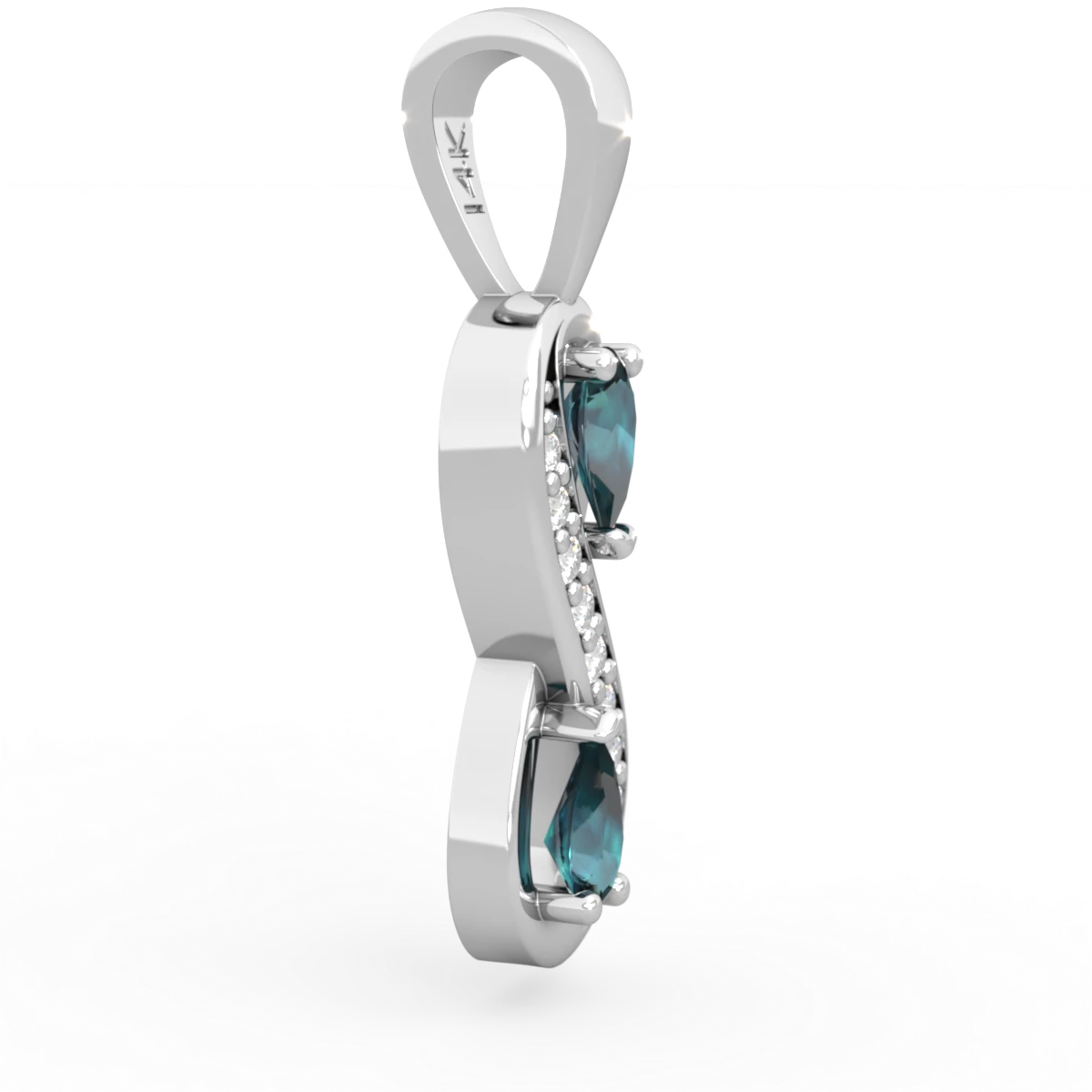 Alexandrite Diamond Infinity 14K White Gold pendant P5390