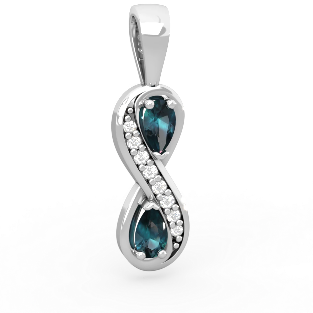 Alexandrite Diamond Infinity 14K White Gold pendant P5390