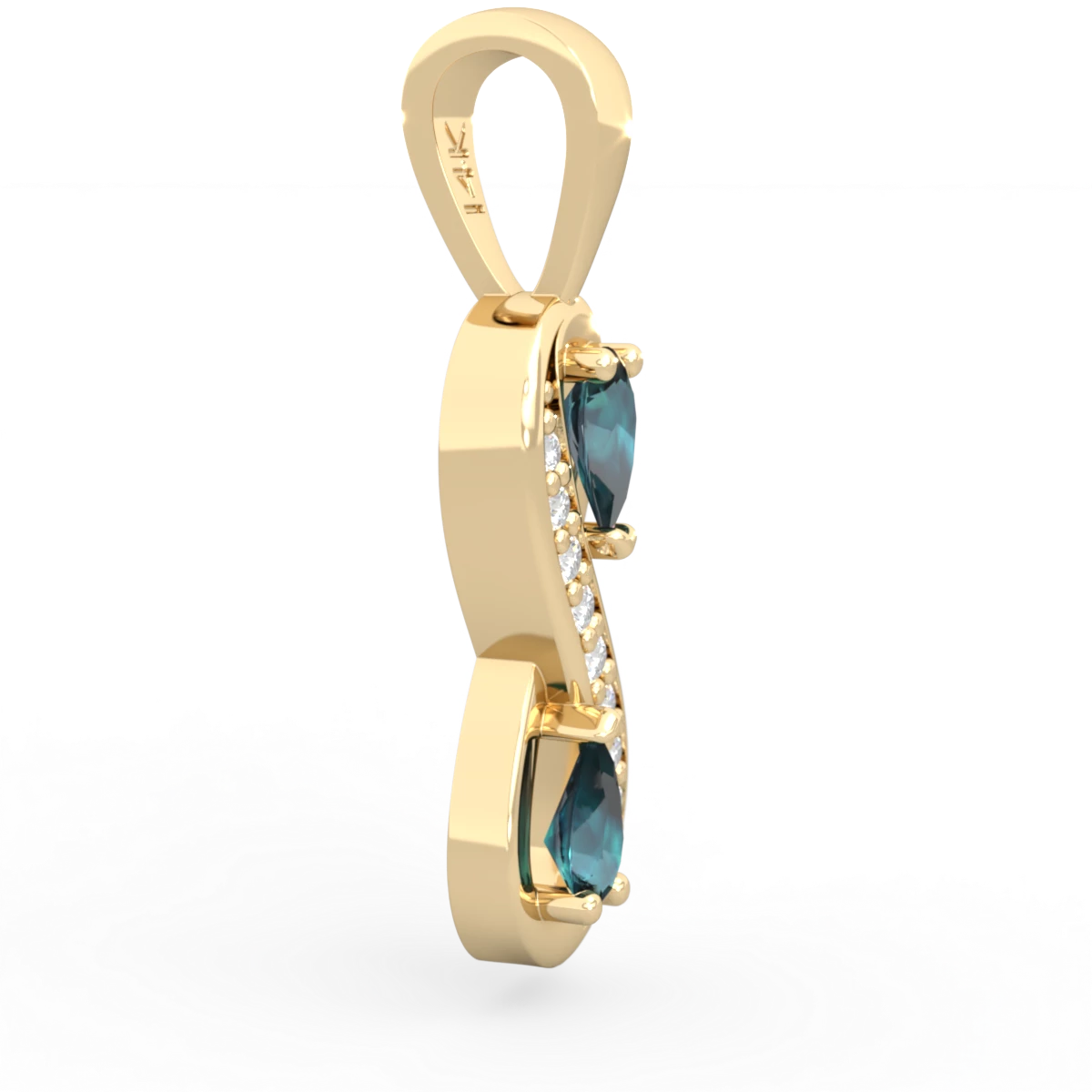 Alexandrite Diamond Infinity 14K Yellow Gold pendant P5390