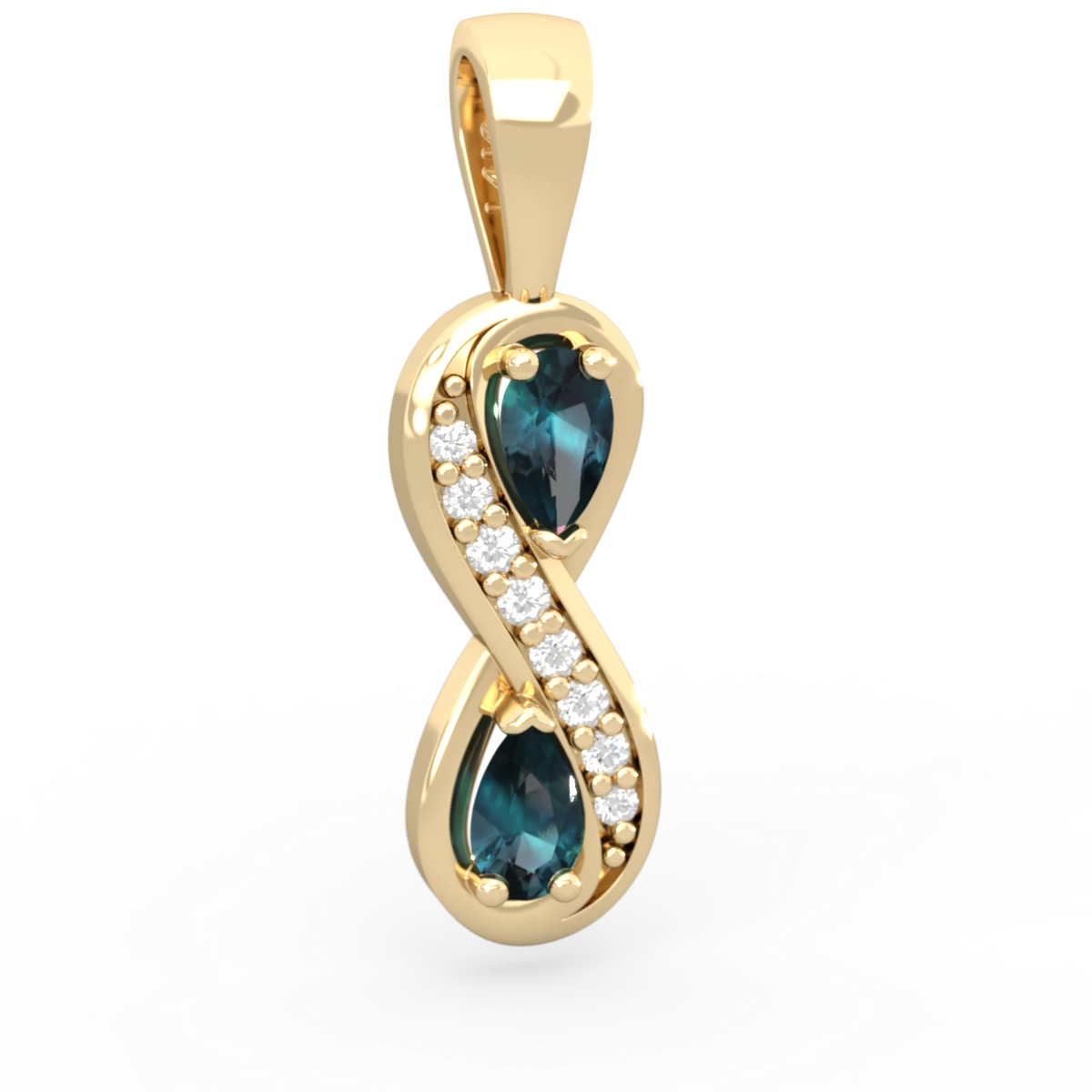Alexandrite Diamond Infinity 14K Yellow Gold pendant P5390