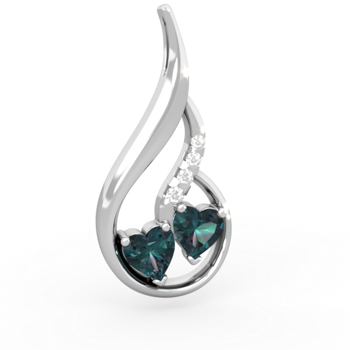 Alexandrite Keepsake Curves 14K White Gold pendant P5450