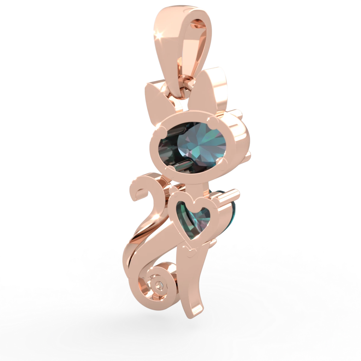 Alexandrite Kitten 14K Rose Gold pendant P5780