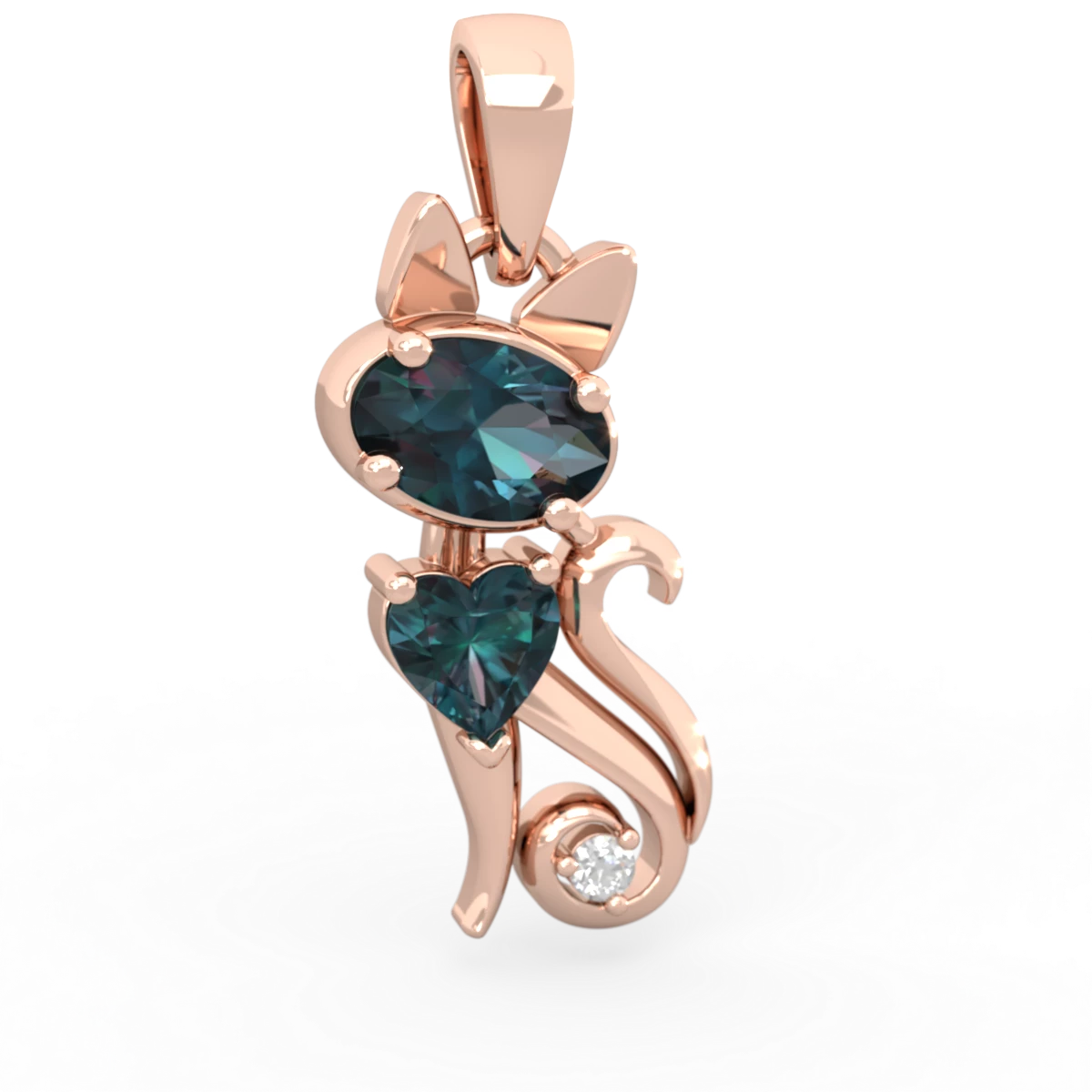 Alexandrite Kitten 14K Rose Gold pendant P5780
