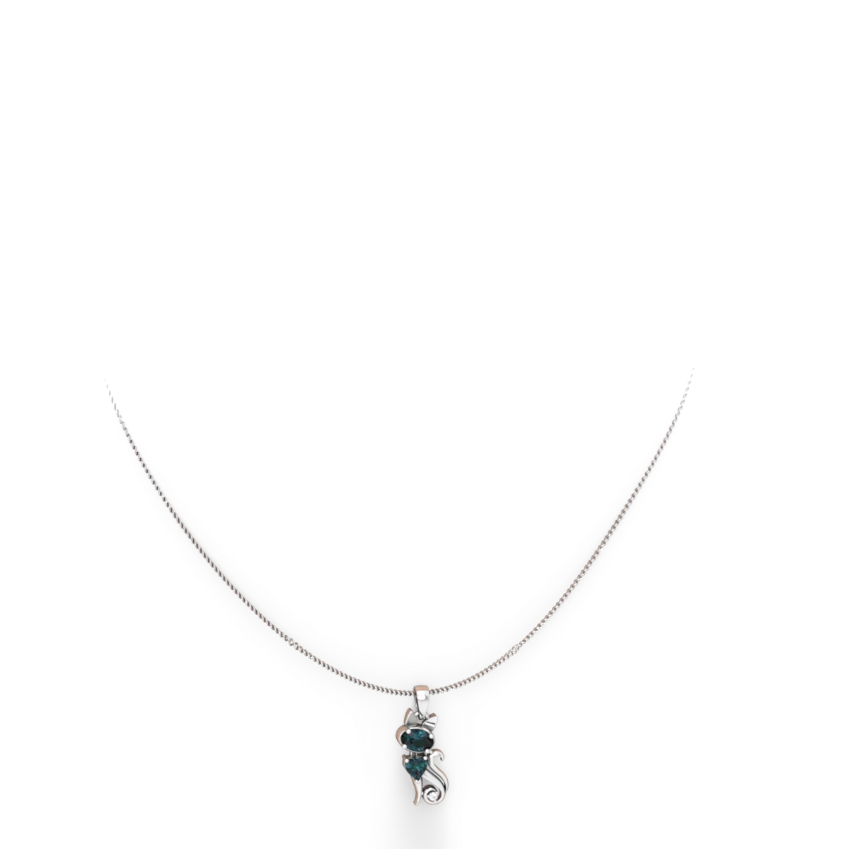 Alexandrite Kitten 14K White Gold pendant P5780