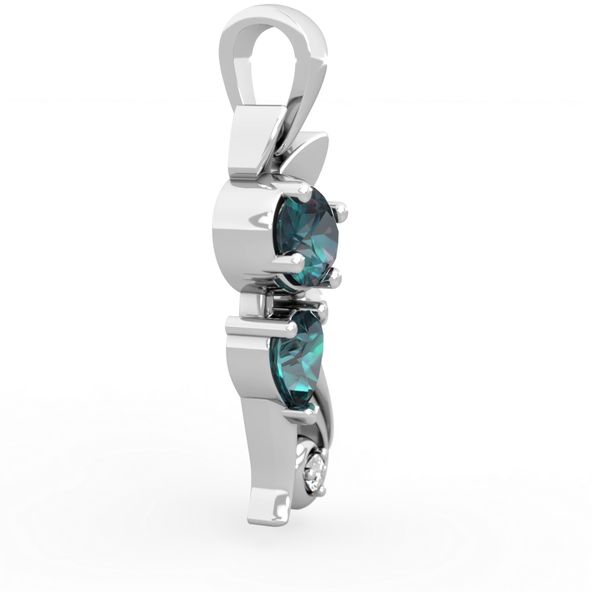 Alexandrite Kitten 14K White Gold pendant P5780