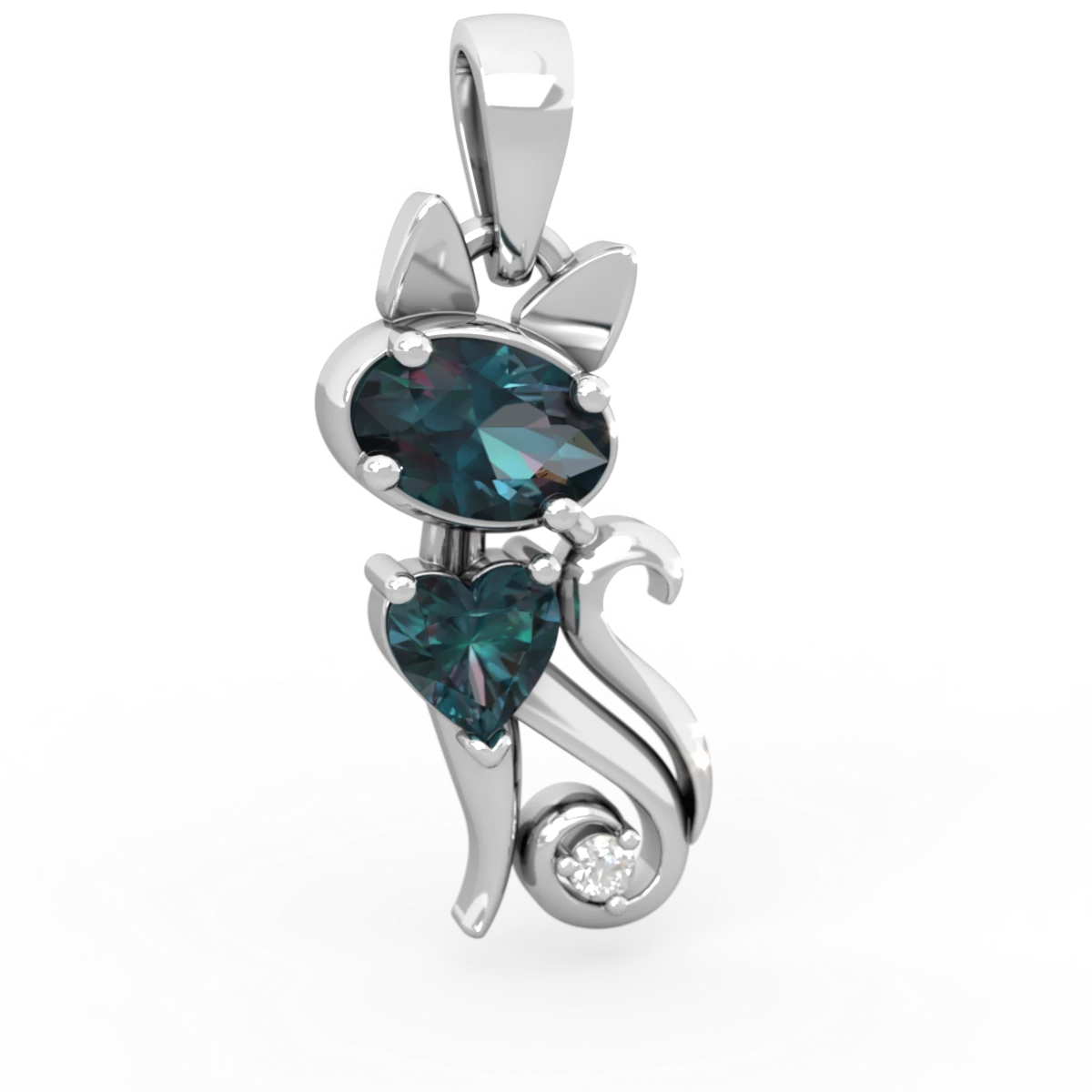 Alexandrite Kitten 14K White Gold pendant P5780