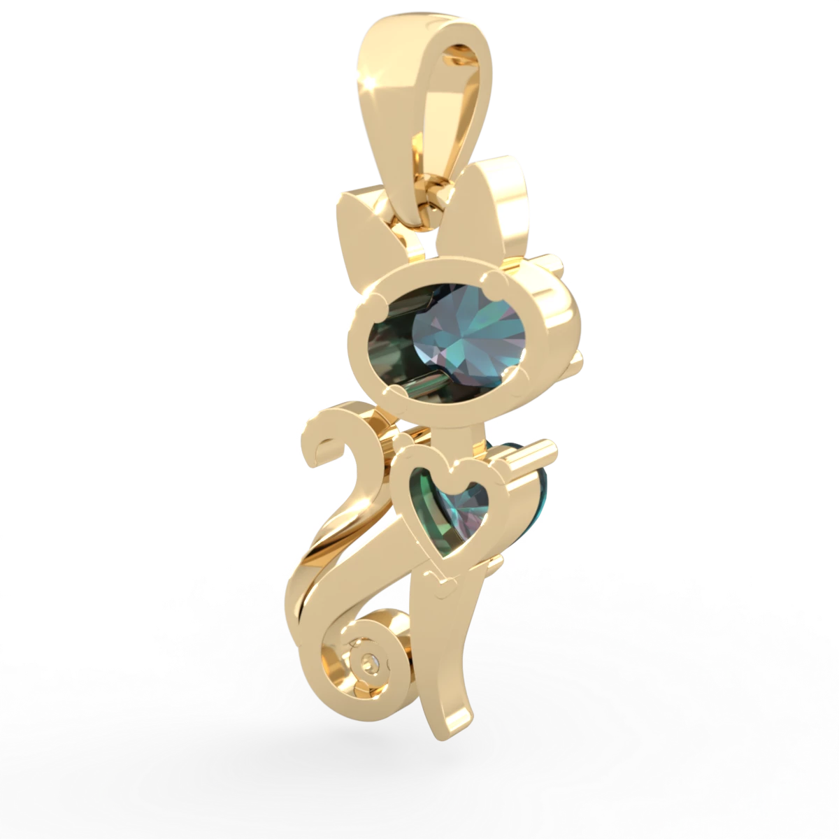 Alexandrite Kitten 14K Yellow Gold pendant P5780