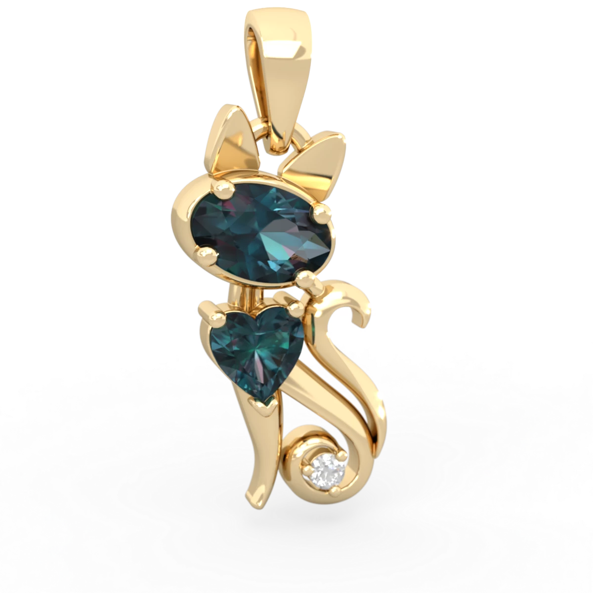 Alexandrite Kitten 14K Yellow Gold pendant P5780