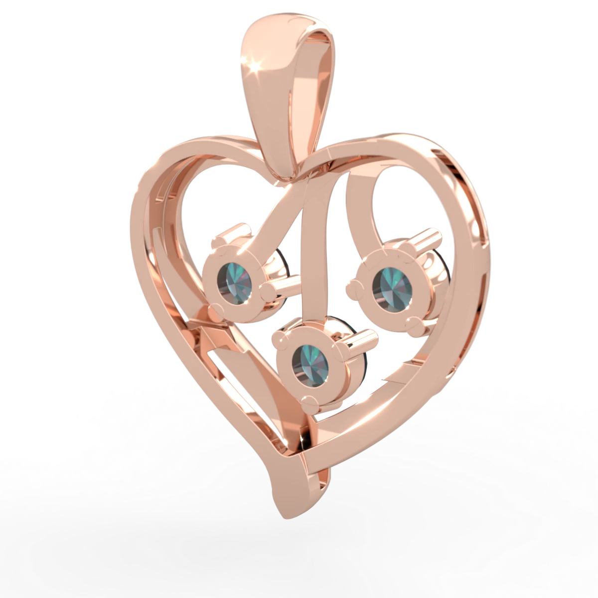 Alexandrite Glowing Heart 14K Rose Gold pendant P2233