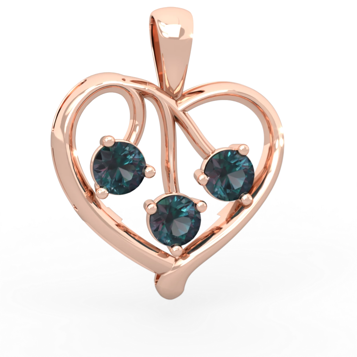 Alexandrite Glowing Heart 14K Rose Gold pendant P2233