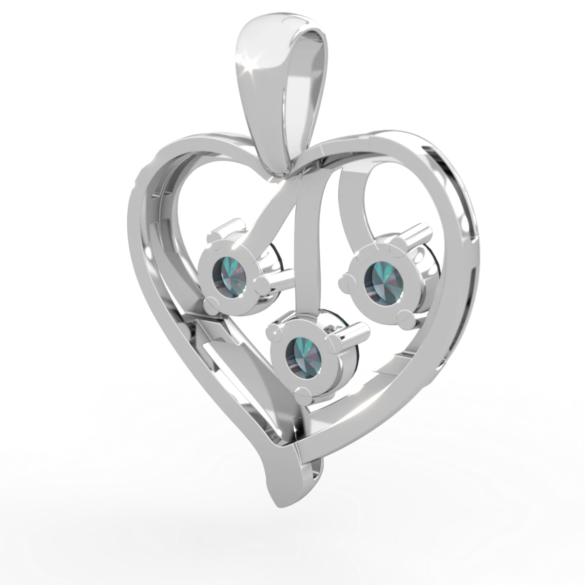 Alexandrite Glowing Heart 14K White Gold pendant P2233
