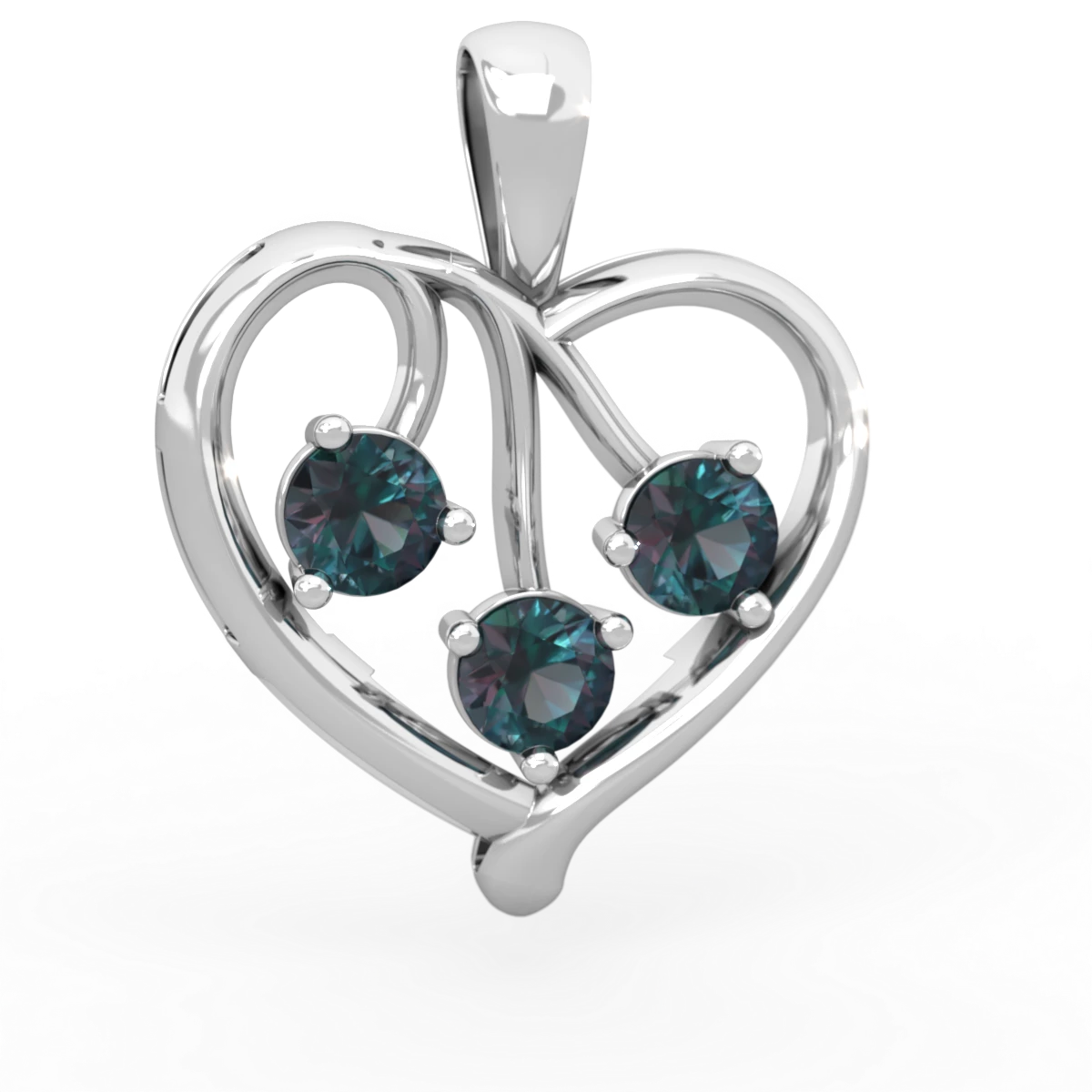 Alexandrite Glowing Heart 14K White Gold pendant P2233