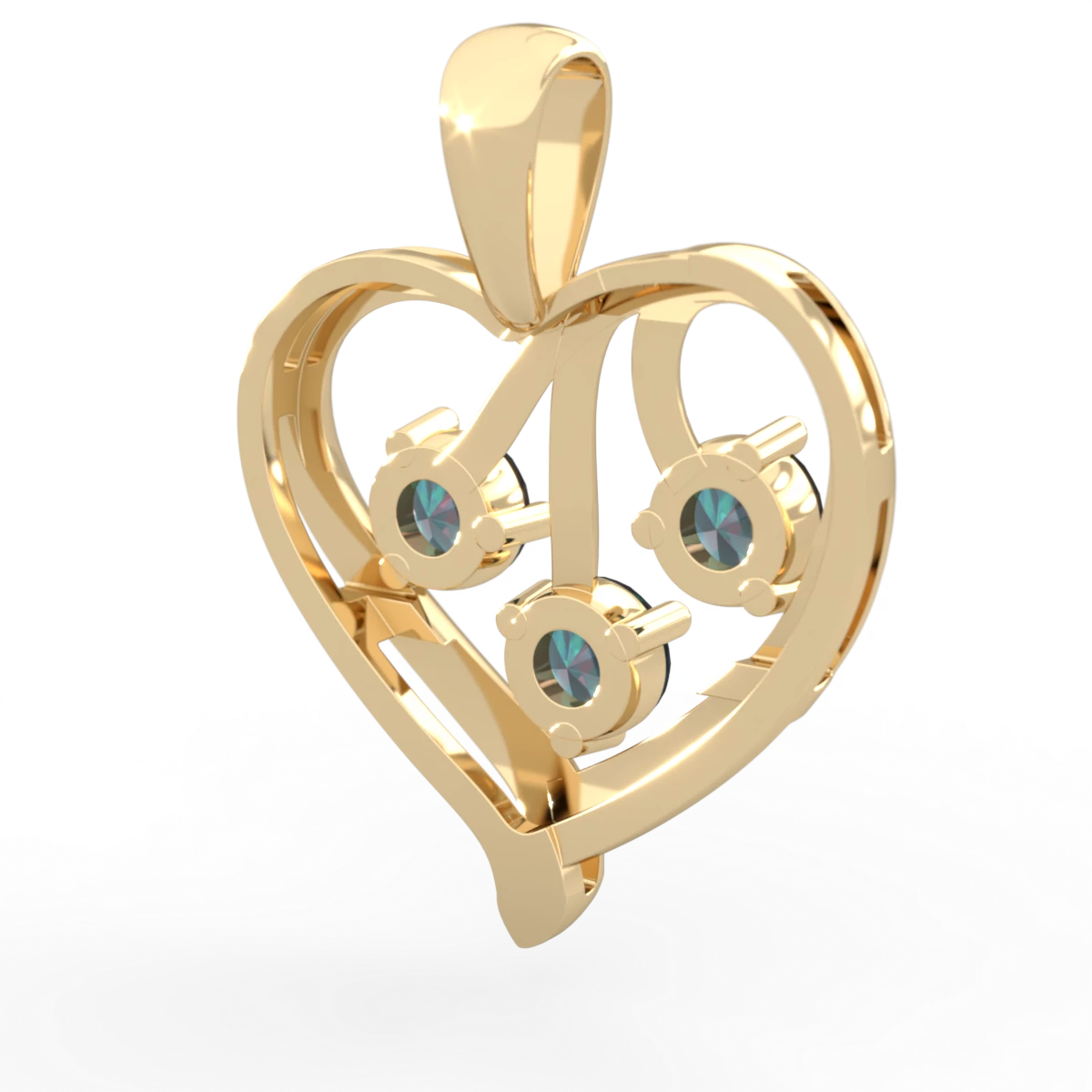 Alexandrite Glowing Heart 14K Yellow Gold pendant P2233