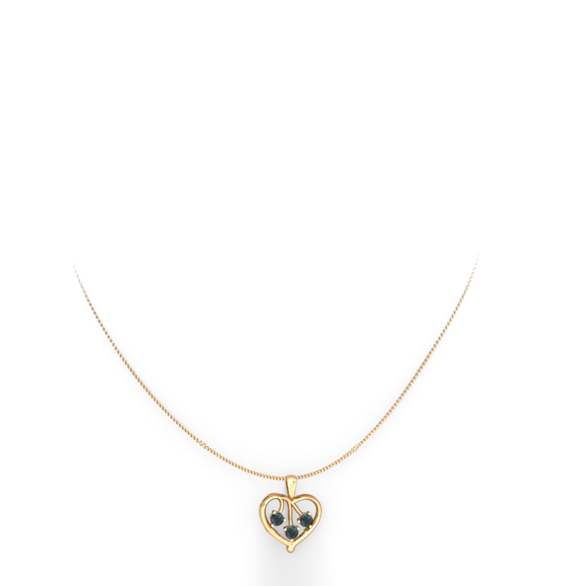 Alexandrite Glowing Heart 14K Yellow Gold pendant P2233