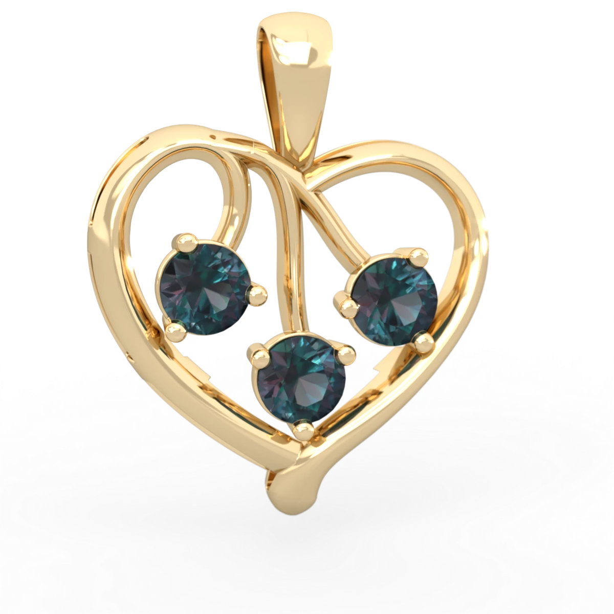 Alexandrite Glowing Heart 14K Yellow Gold pendant P2233