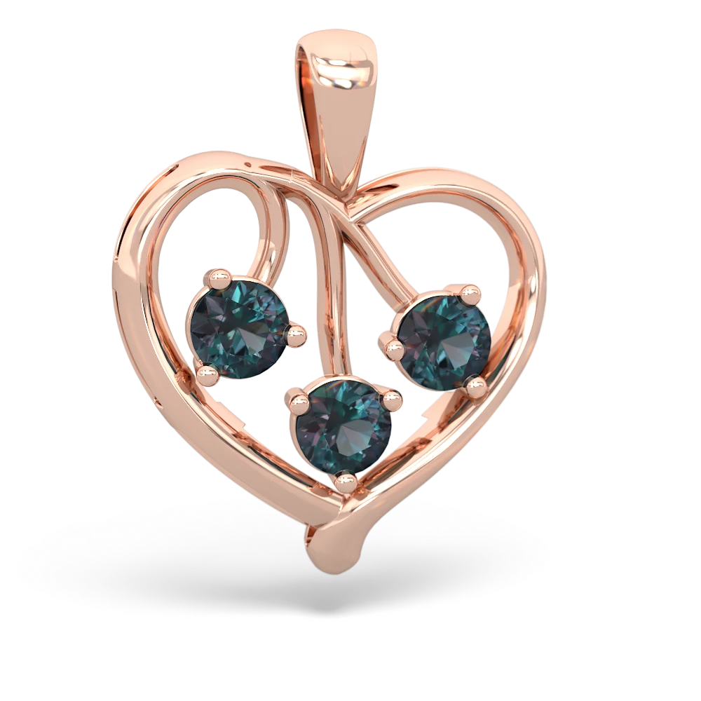 Alexandrite Glowing Heart 14K Rose Gold pendant P2233