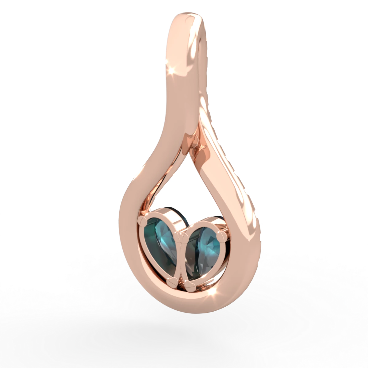 Alexandrite Pave Twist 'One Heart' 14K Rose Gold pendant P5360