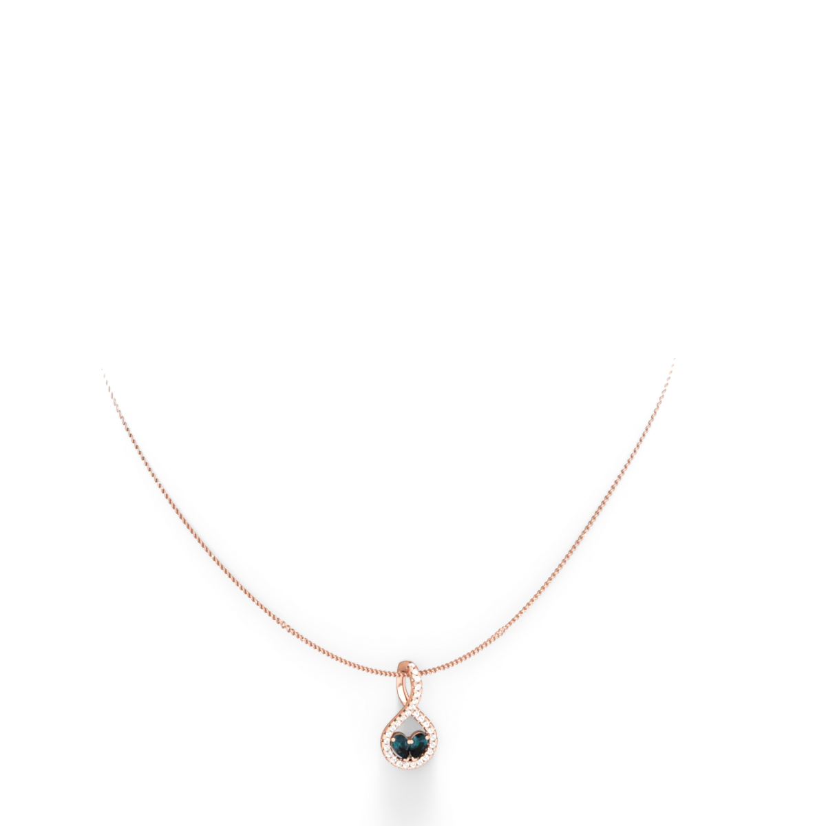 Alexandrite Pave Twist 'One Heart' 14K Rose Gold pendant P5360