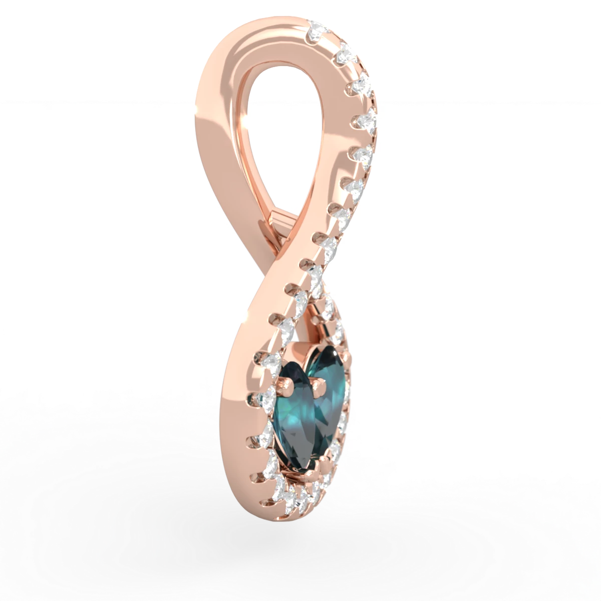 Alexandrite Pave Twist 'One Heart' 14K Rose Gold pendant P5360