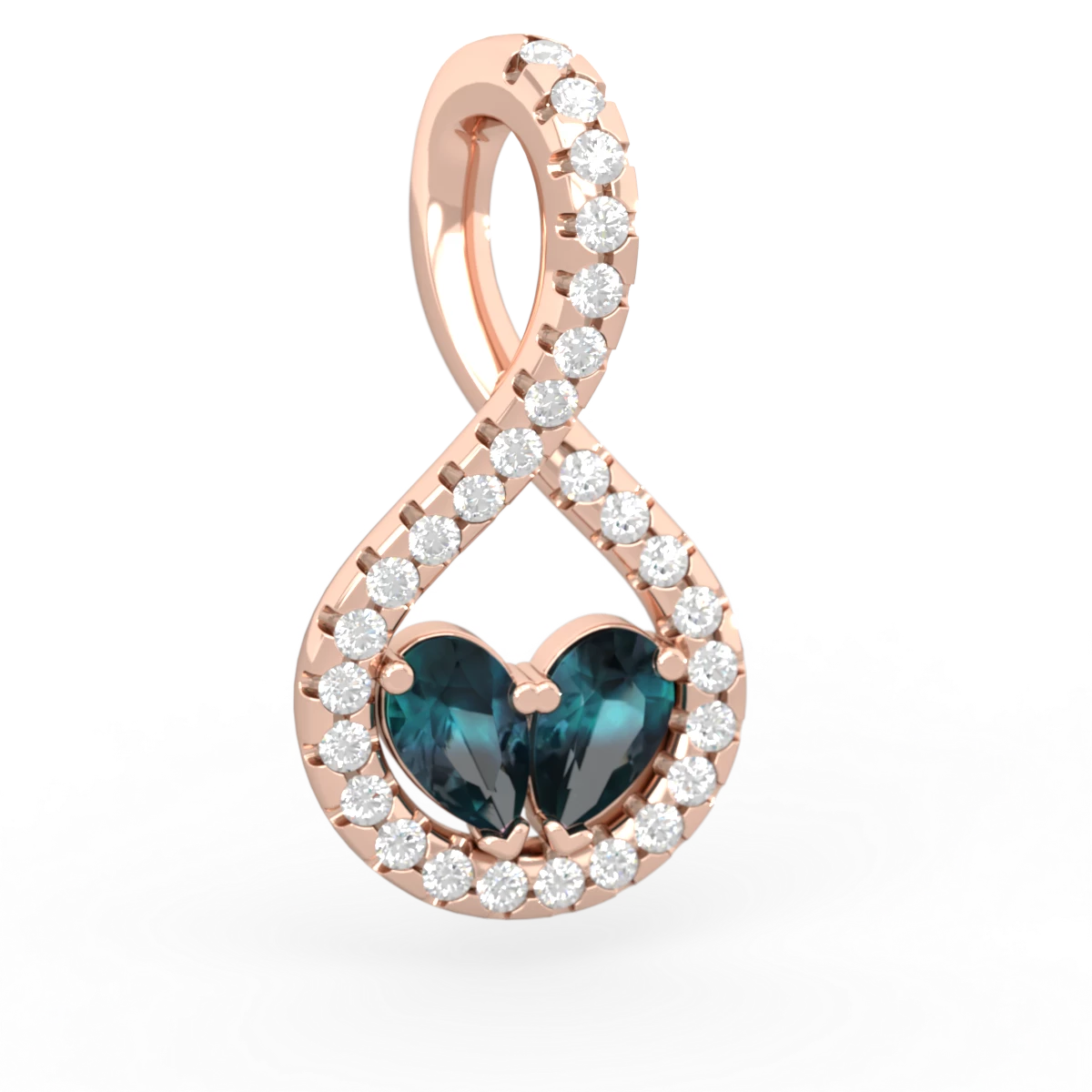 Alexandrite Pave Twist 'One Heart' 14K Rose Gold pendant P5360