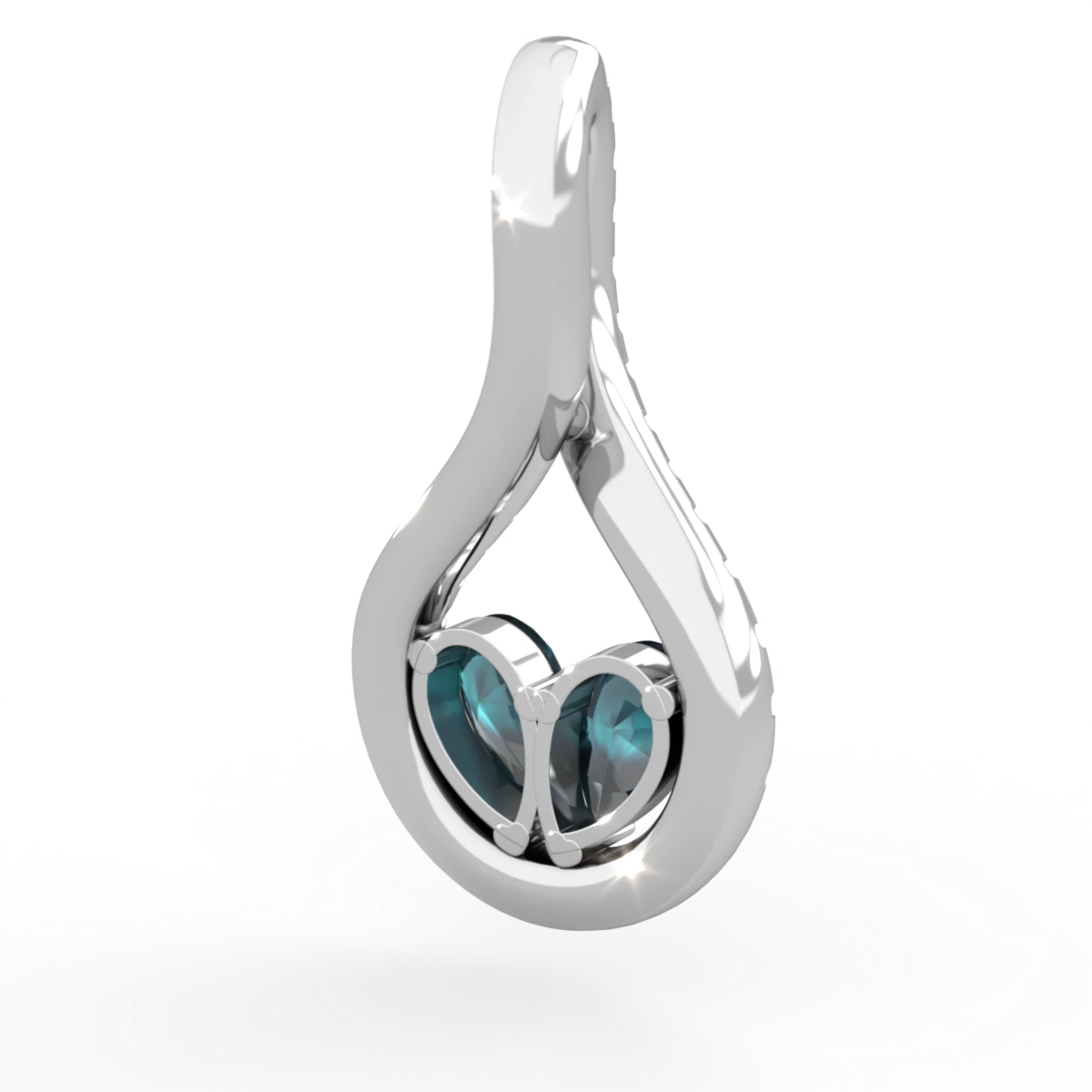 Alexandrite Pave Twist 'One Heart' 14K White Gold pendant P5360