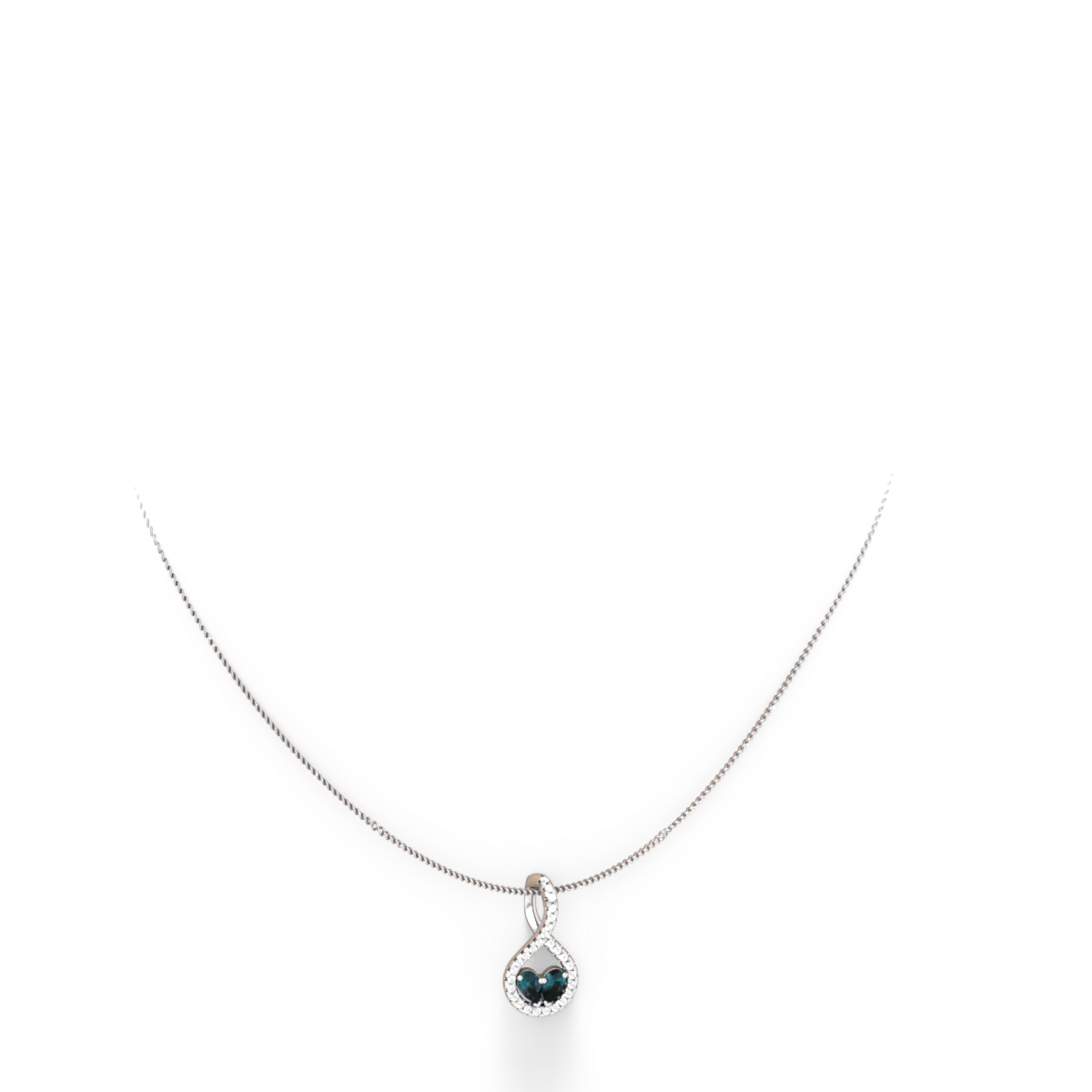 Alexandrite Pave Twist 'One Heart' 14K White Gold pendant P5360