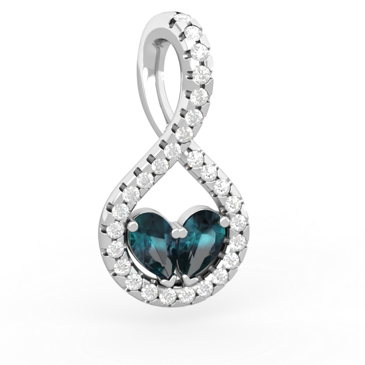 Alexandrite Pave Twist 'One Heart' 14K White Gold pendant P5360