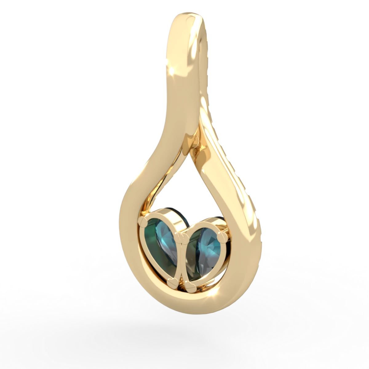 Alexandrite Pave Twist 'One Heart' 14K Yellow Gold pendant P5360