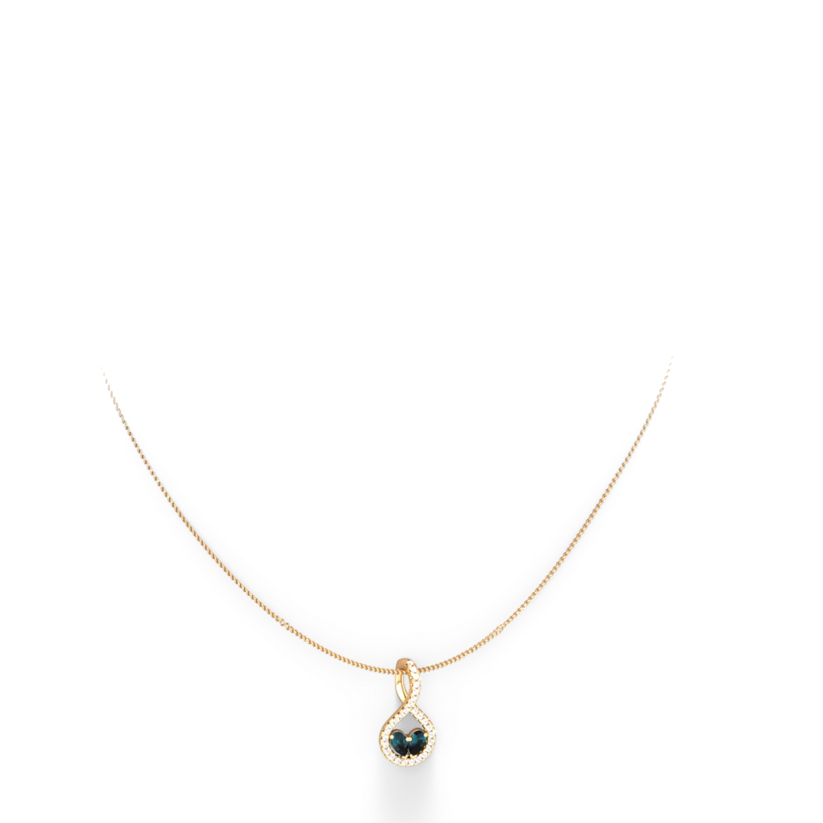 Alexandrite Pave Twist 'One Heart' 14K Yellow Gold pendant P5360