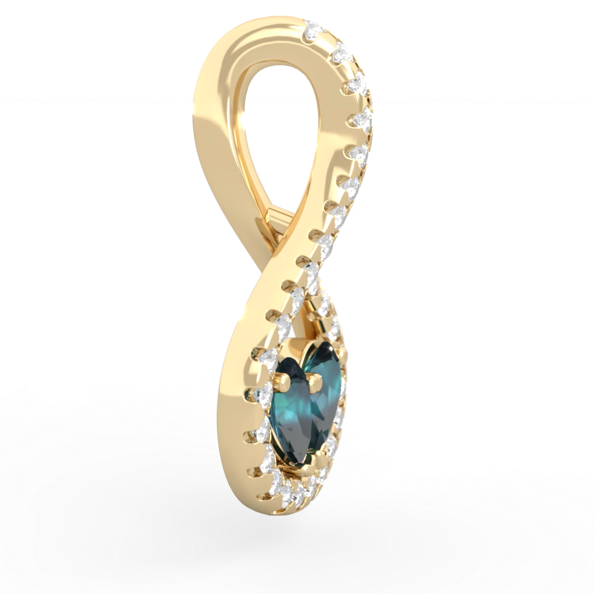 Alexandrite Pave Twist 'One Heart' 14K Yellow Gold pendant P5360