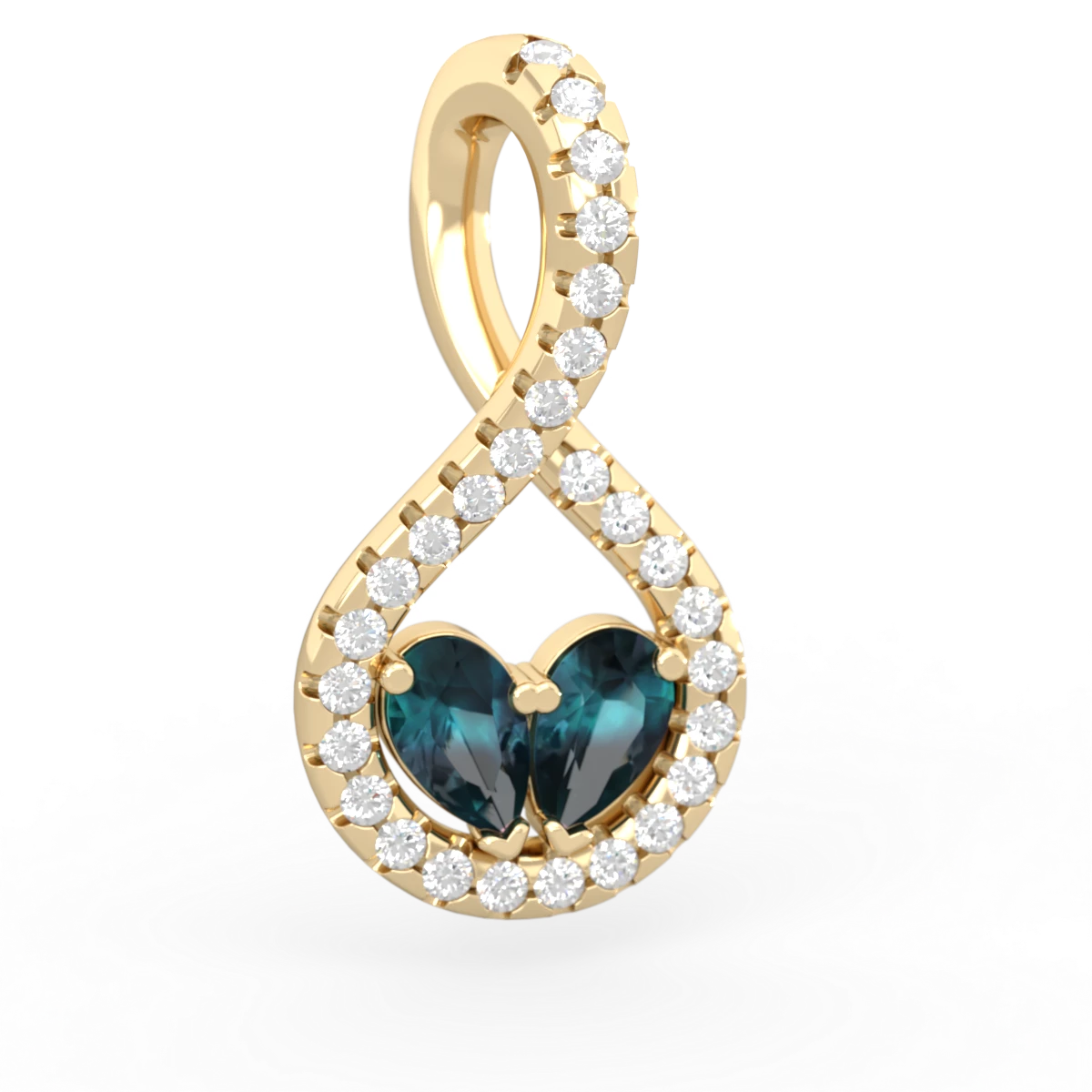 Alexandrite Pave Twist 'One Heart' 14K Yellow Gold pendant P5360