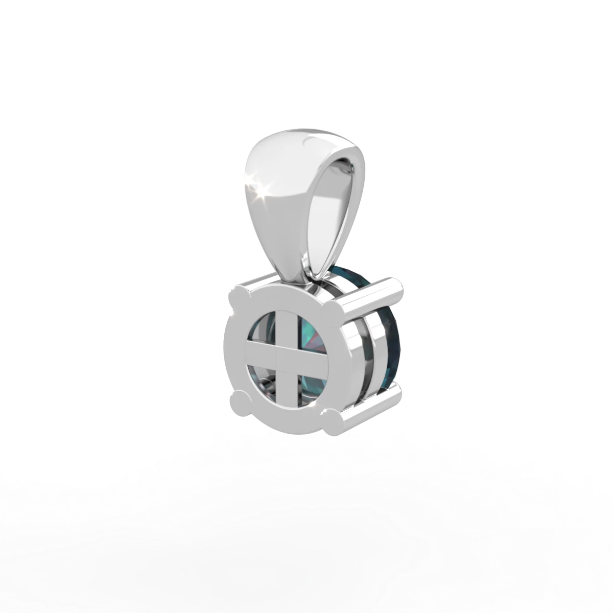 Alexandrite 6Mm Round Solitaire 14K White Gold pendant P1786