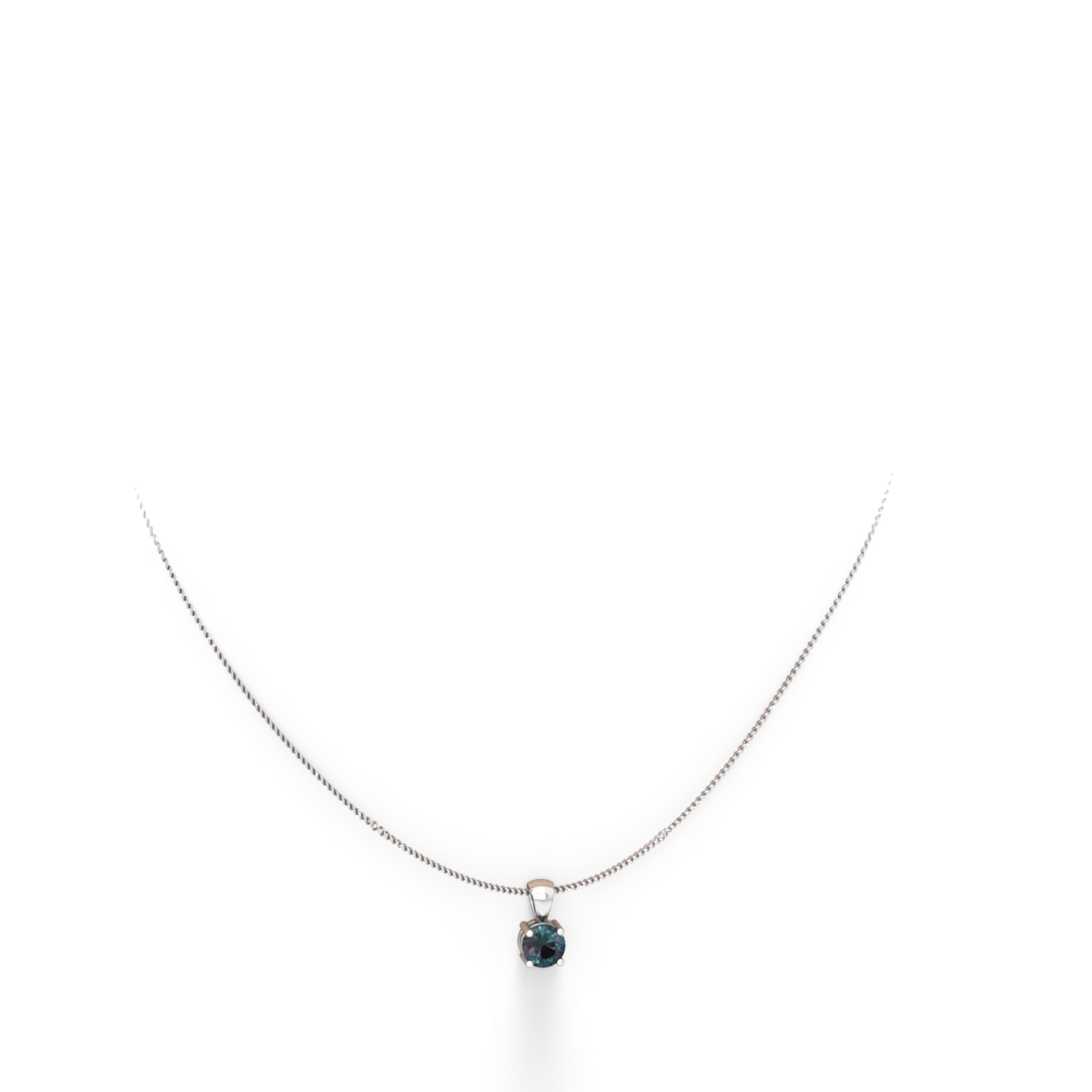 Alexandrite 6Mm Round Solitaire 14K White Gold pendant P1786