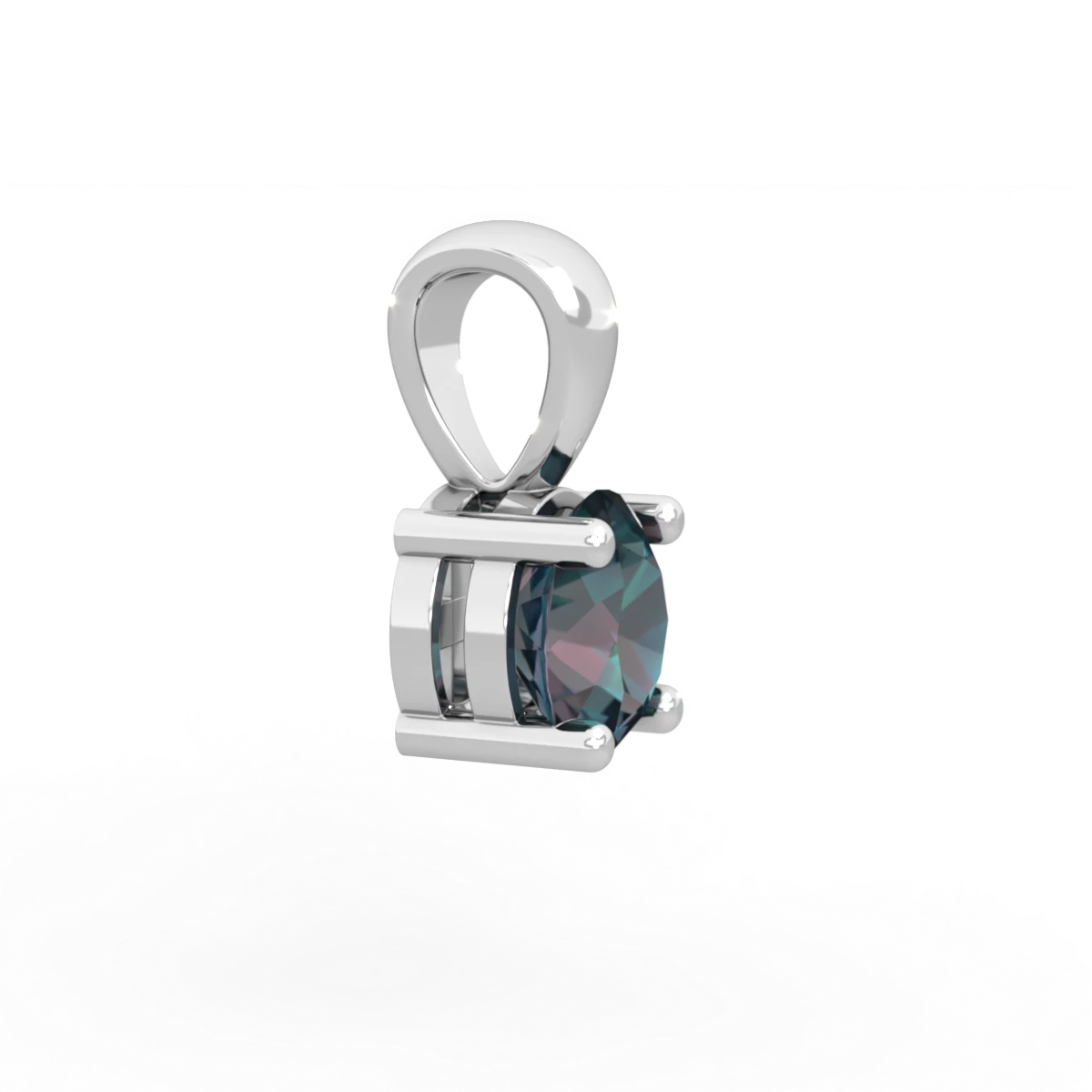 Alexandrite 6Mm Round Solitaire 14K White Gold pendant P1786