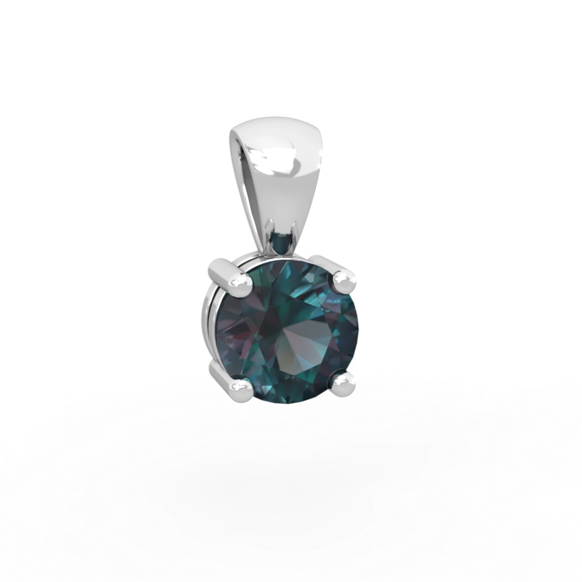 Alexandrite 6Mm Round Solitaire 14K White Gold pendant P1786
