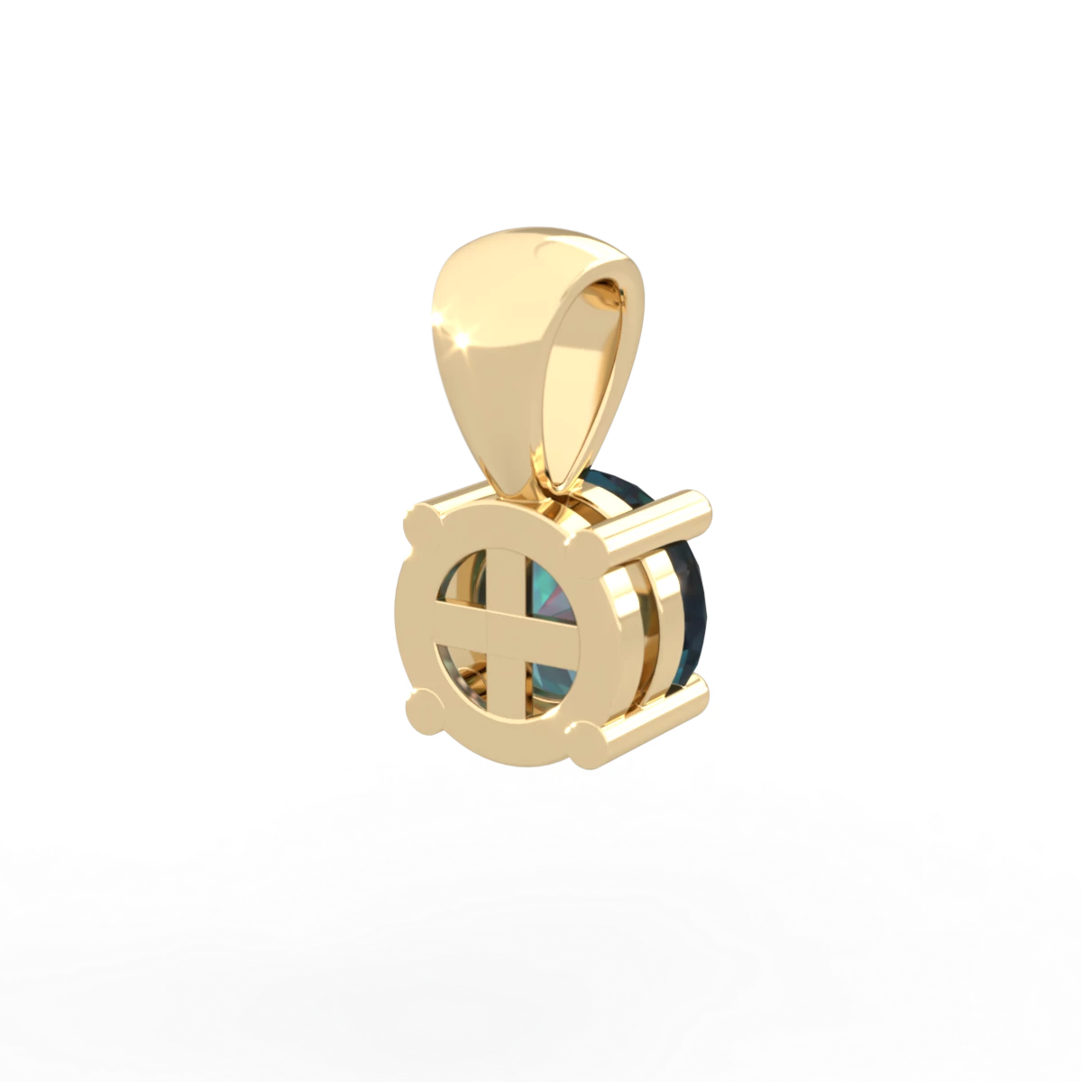 Alexandrite 6Mm Round Solitaire 14K Yellow Gold pendant P1786