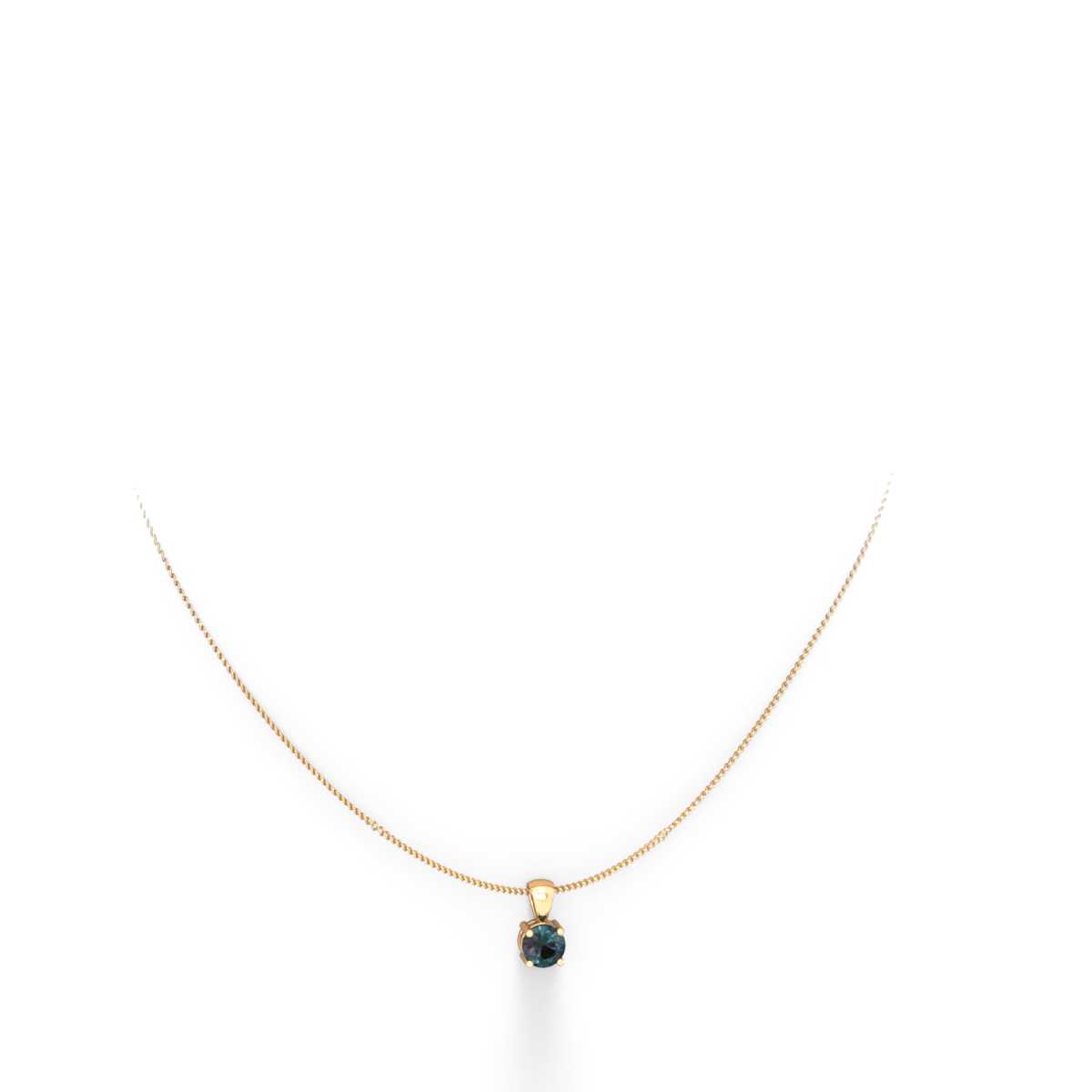 Alexandrite 6Mm Round Solitaire 14K Yellow Gold pendant P1786