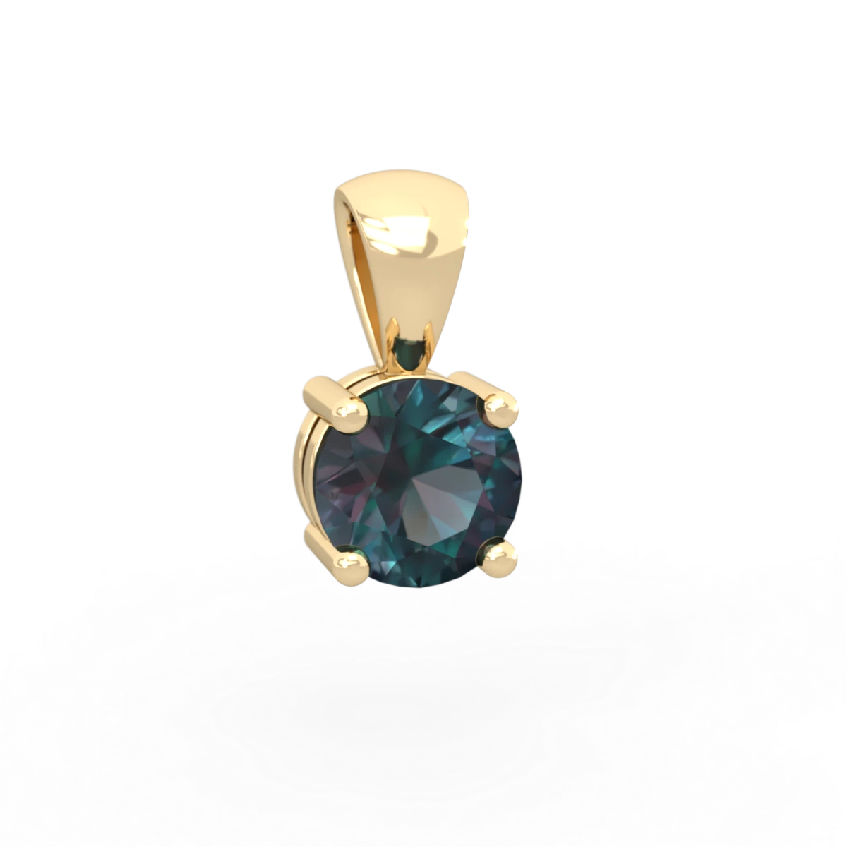 Alexandrite 6Mm Round Solitaire 14K Yellow Gold pendant P1786