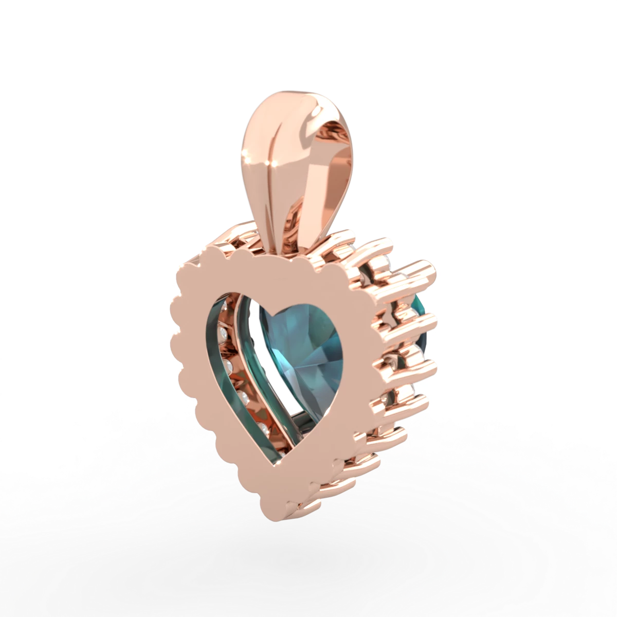 Alexandrite Sparkling Halo Heart 14K Rose Gold pendant P0391