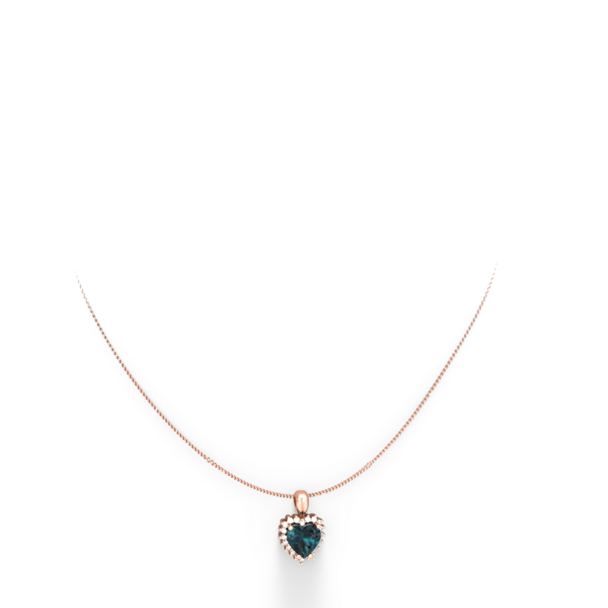 Alexandrite Sparkling Halo Heart 14K Rose Gold pendant P0391
