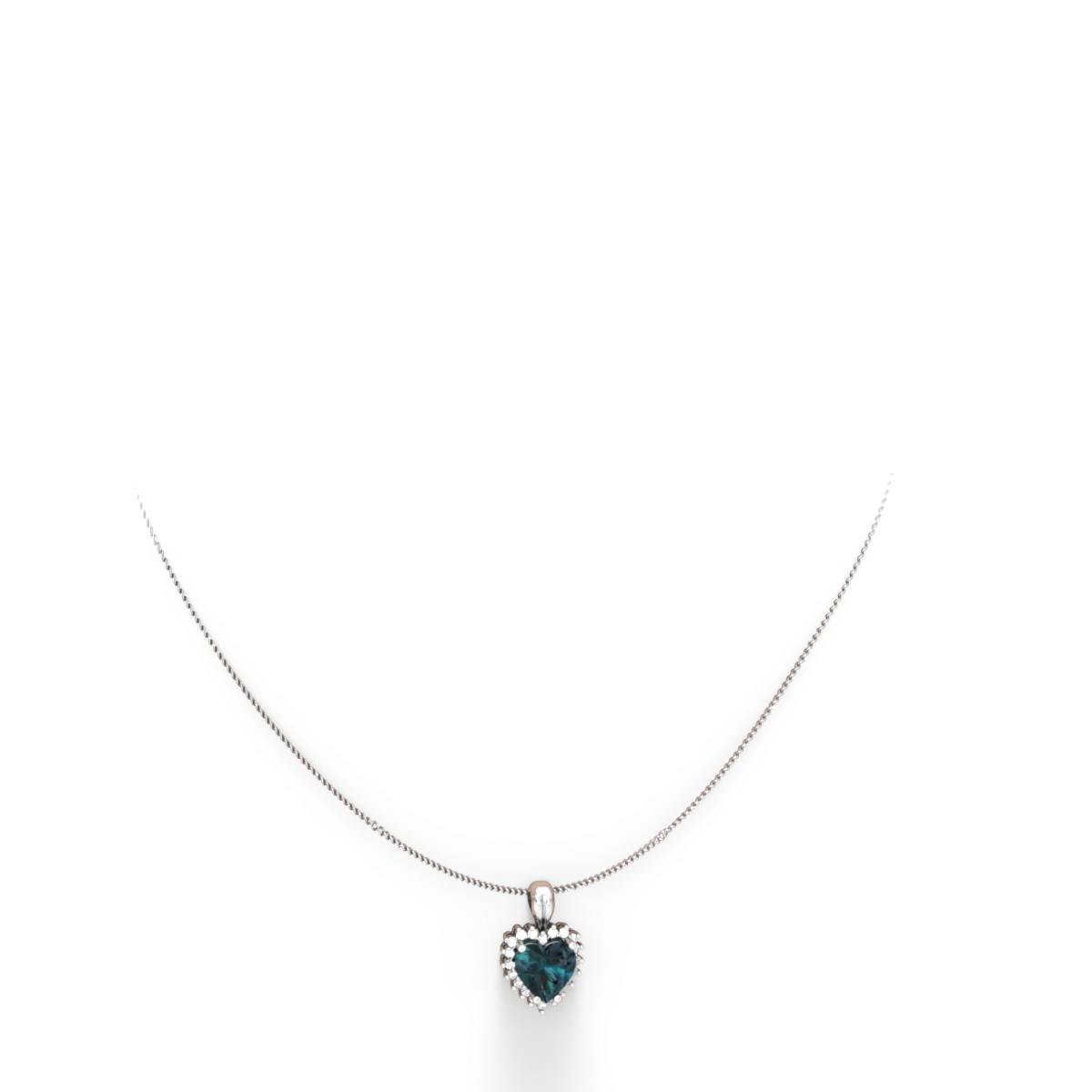 Alexandrite Sparkling Halo Heart 14K White Gold pendant P0391