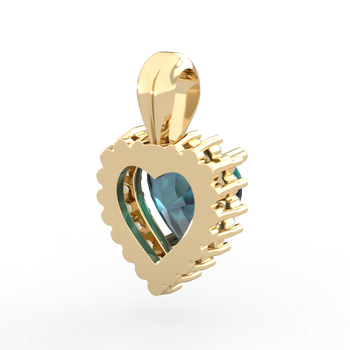 Alexandrite Sparkling Halo Heart 14K Yellow Gold pendant P0391