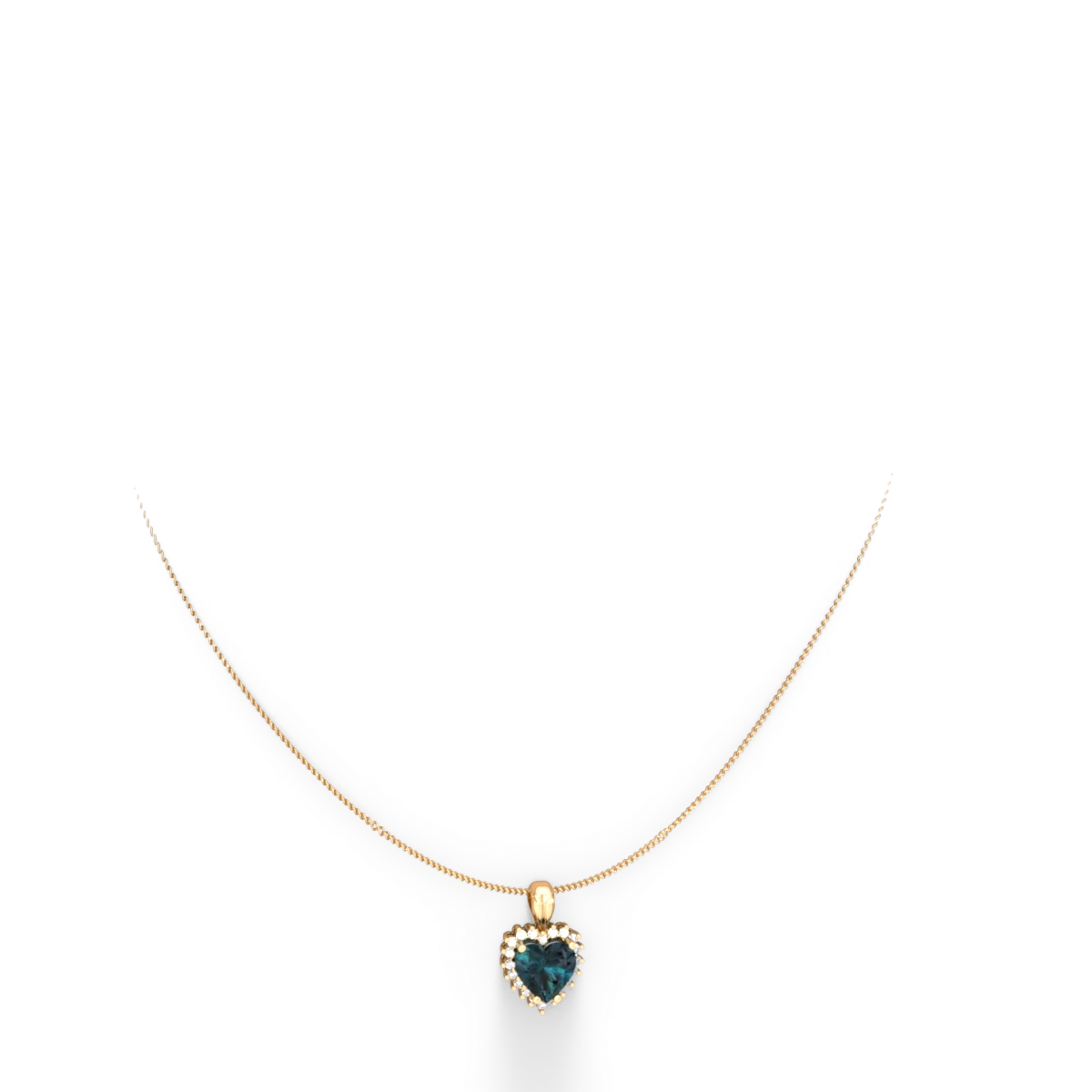 Alexandrite Sparkling Halo Heart 14K Yellow Gold pendant P0391